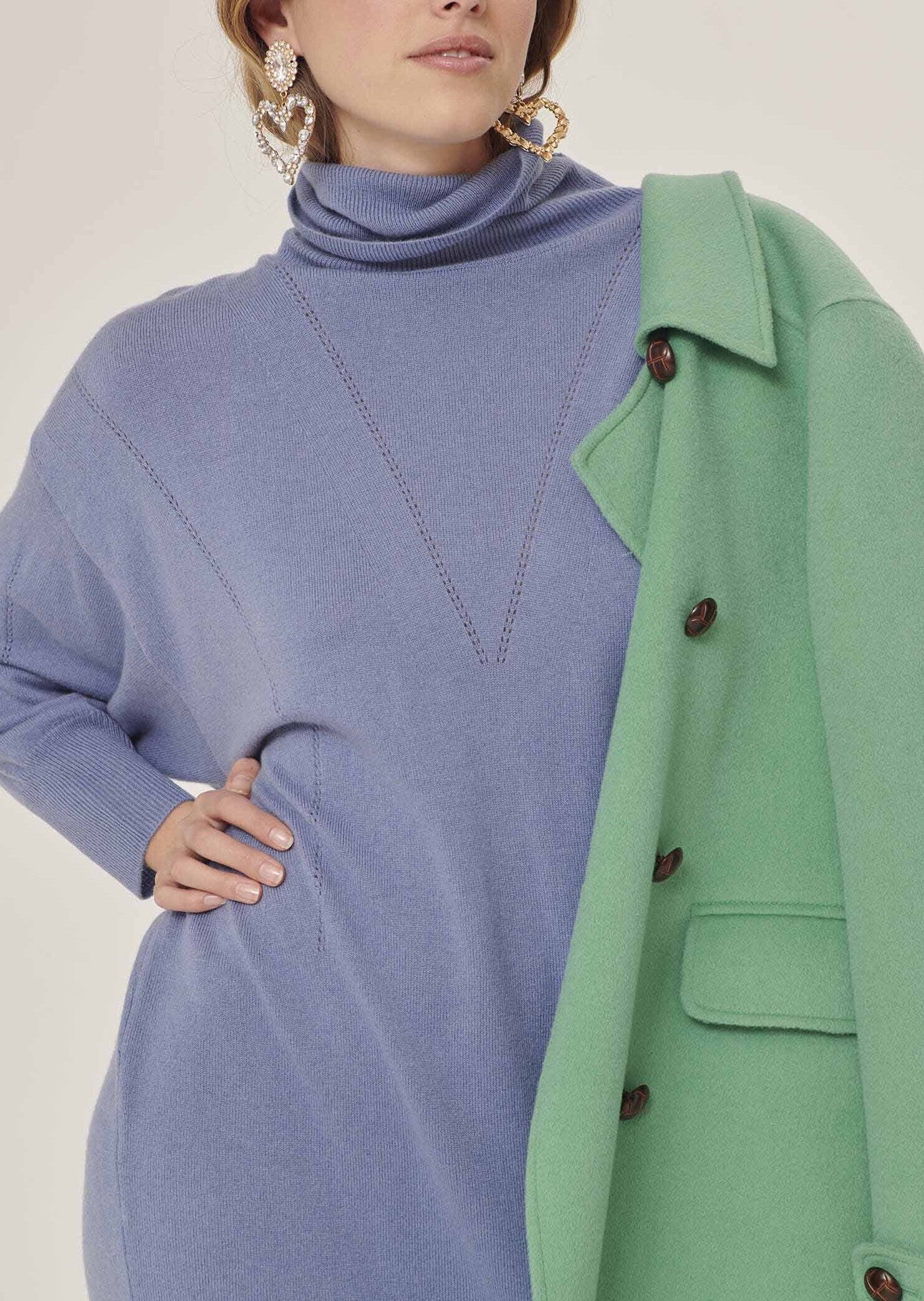 Robe pull Rybbi bleu pastel en merinos et cachemire Faume - seconde main