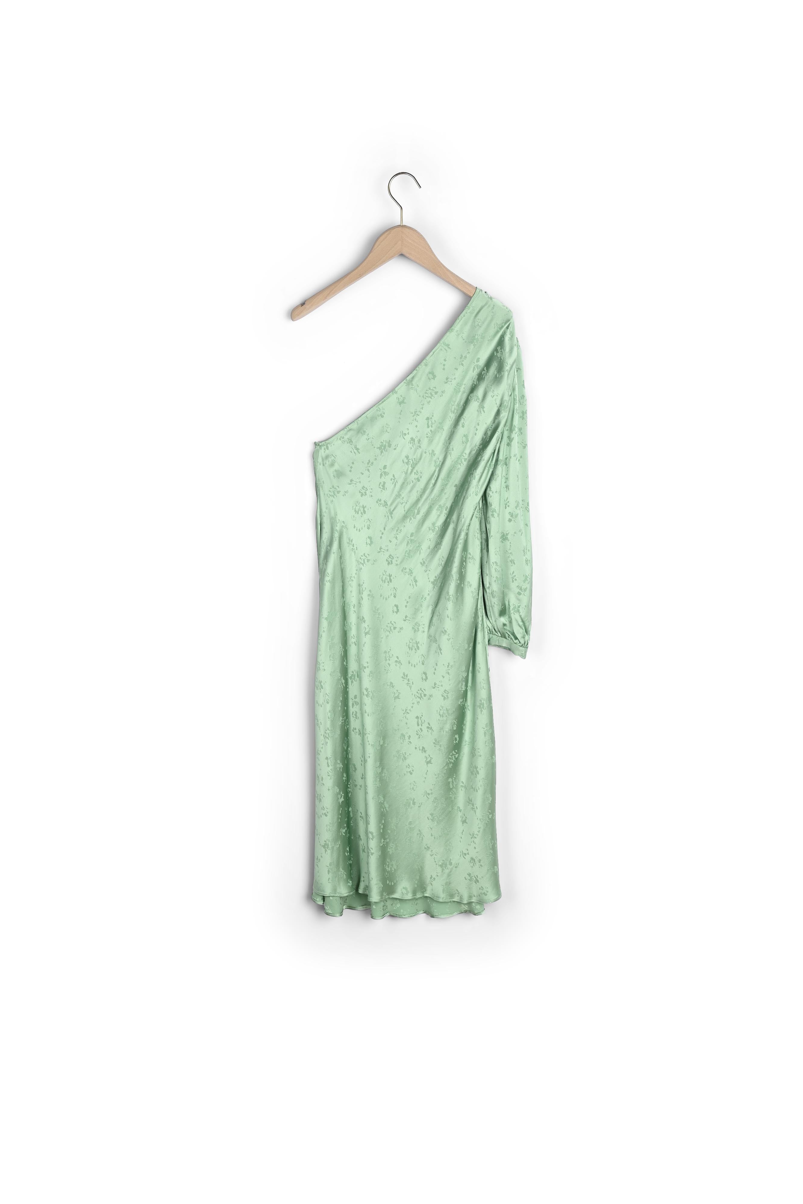 Robe one-shoulder Riona en jacquard fleuri vert jade Faume - seconde main