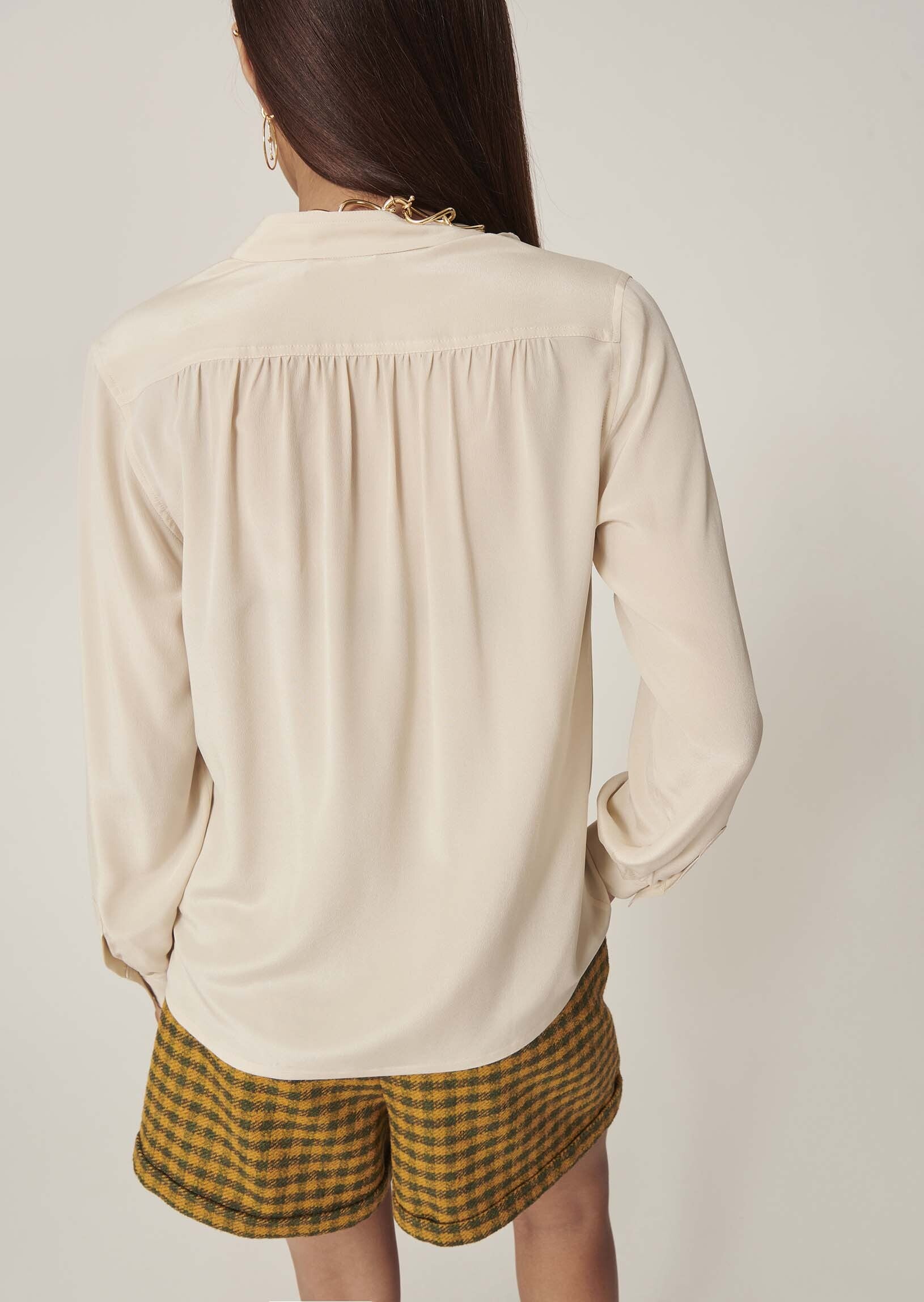 Chemise Cassis beige en crêpe de chine Faume - seconde main