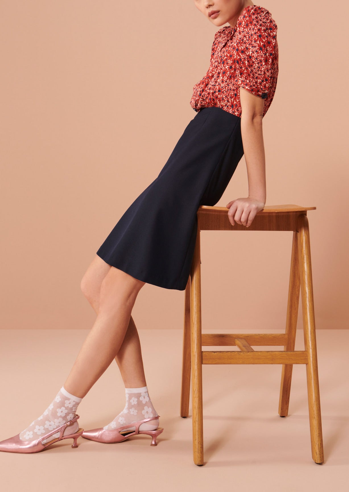 Robe Rueva rouge imprimé petites fleurs Faume - seconde main