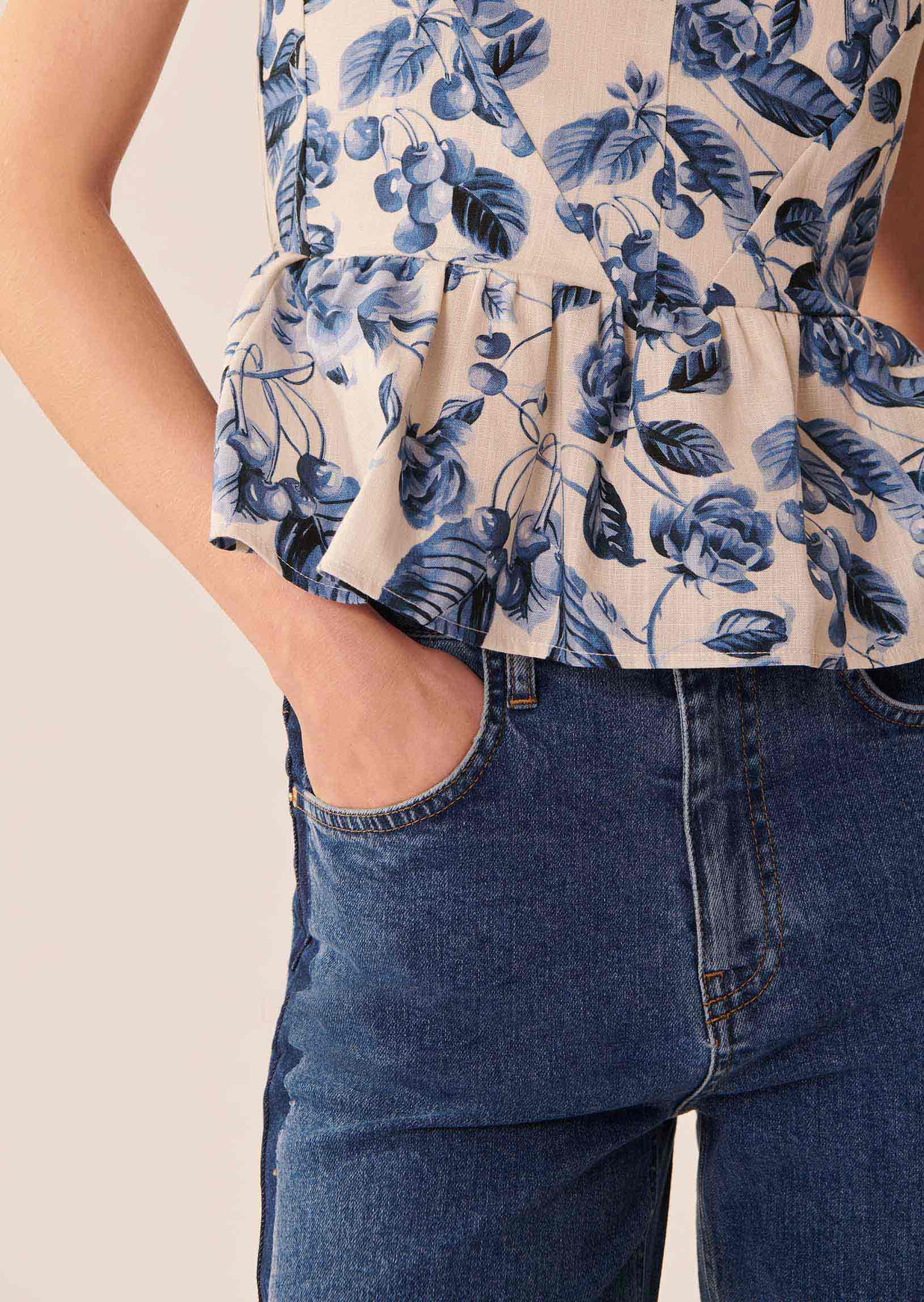 Top Thyoa bleu imprimé à fleurs Faume - seconde main