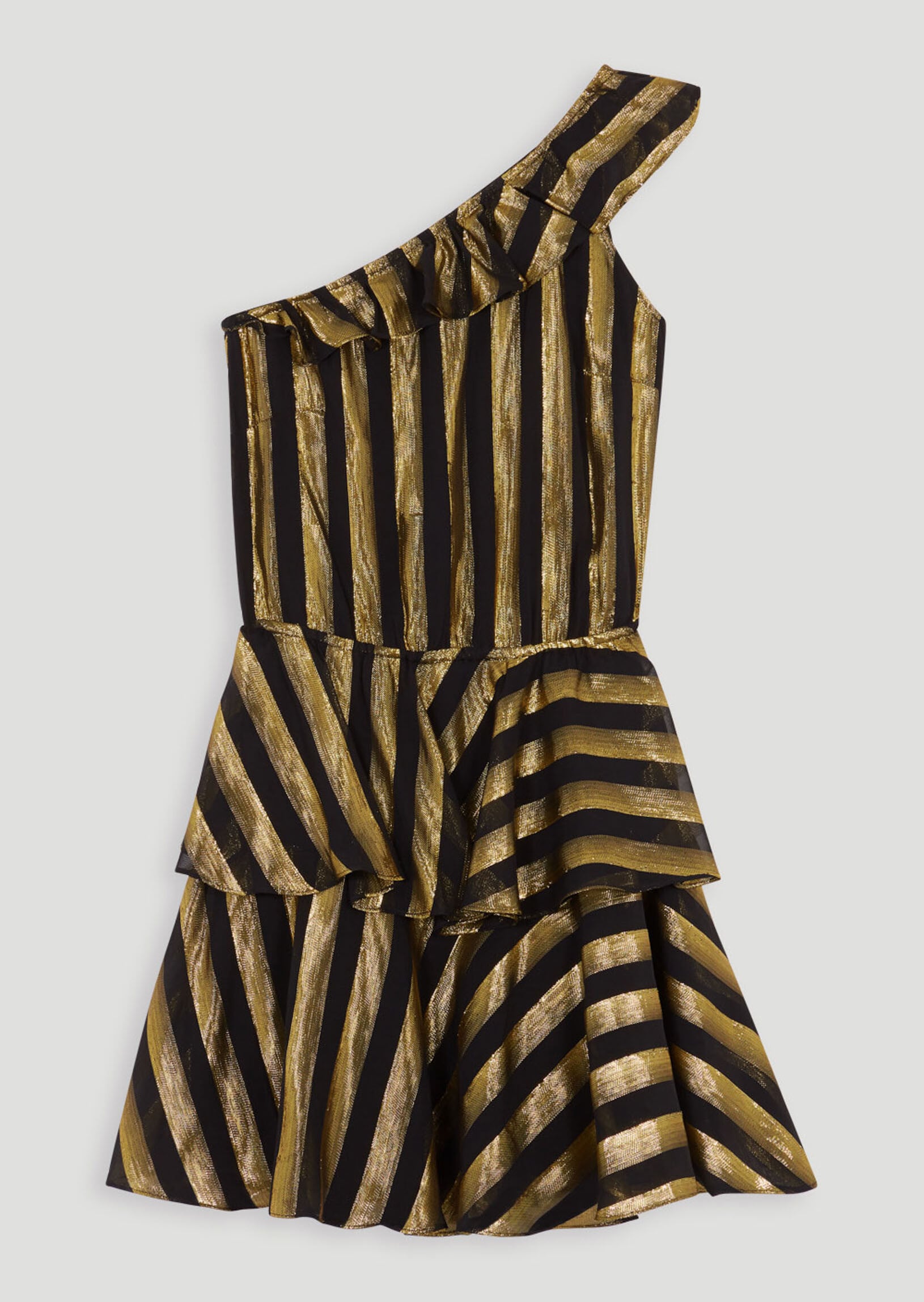 Robe asymétrique à volants en lurex Faume - seconde main