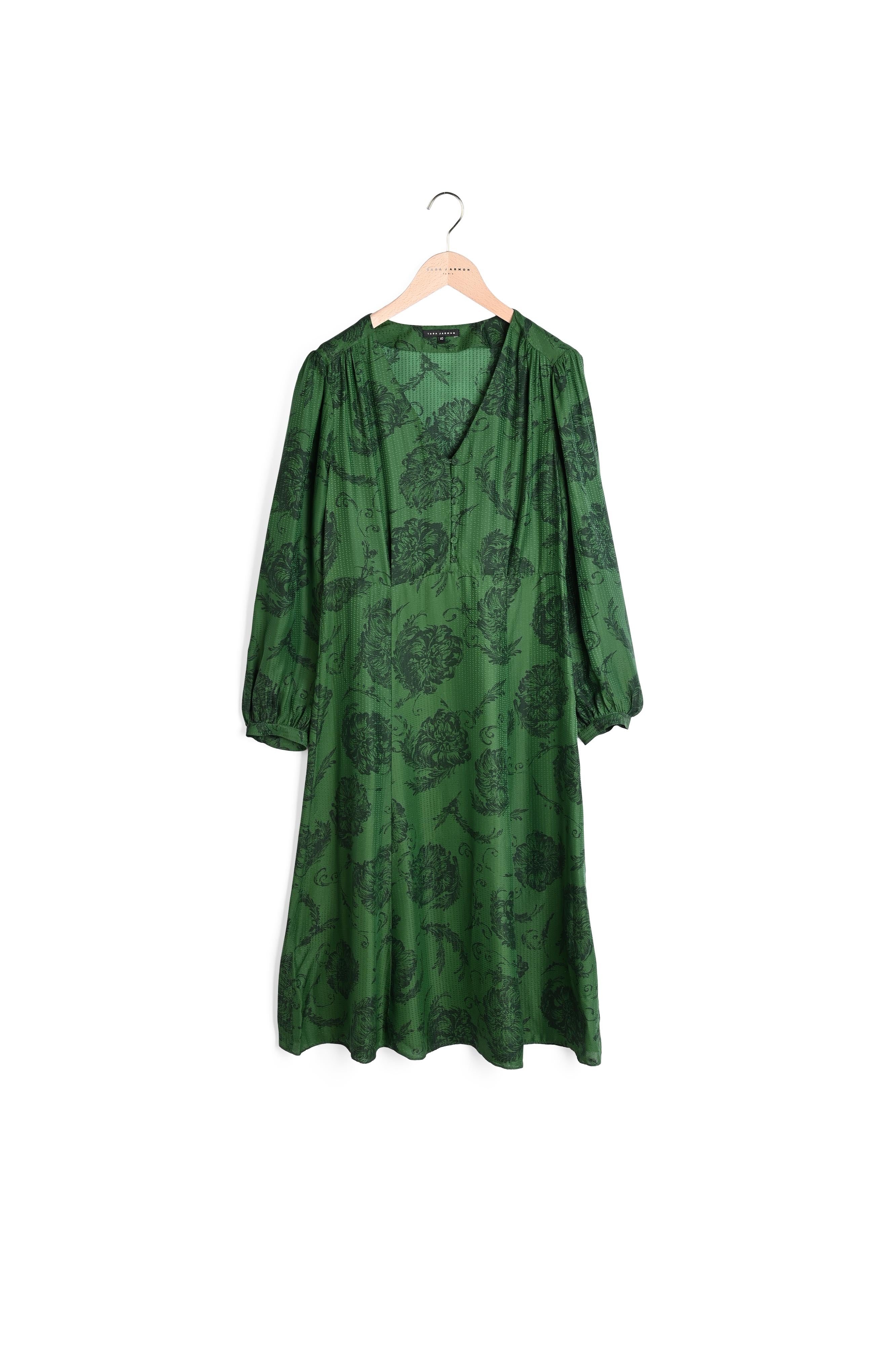 Robe mi-longue verte imprimé fleuri Faume - seconde main