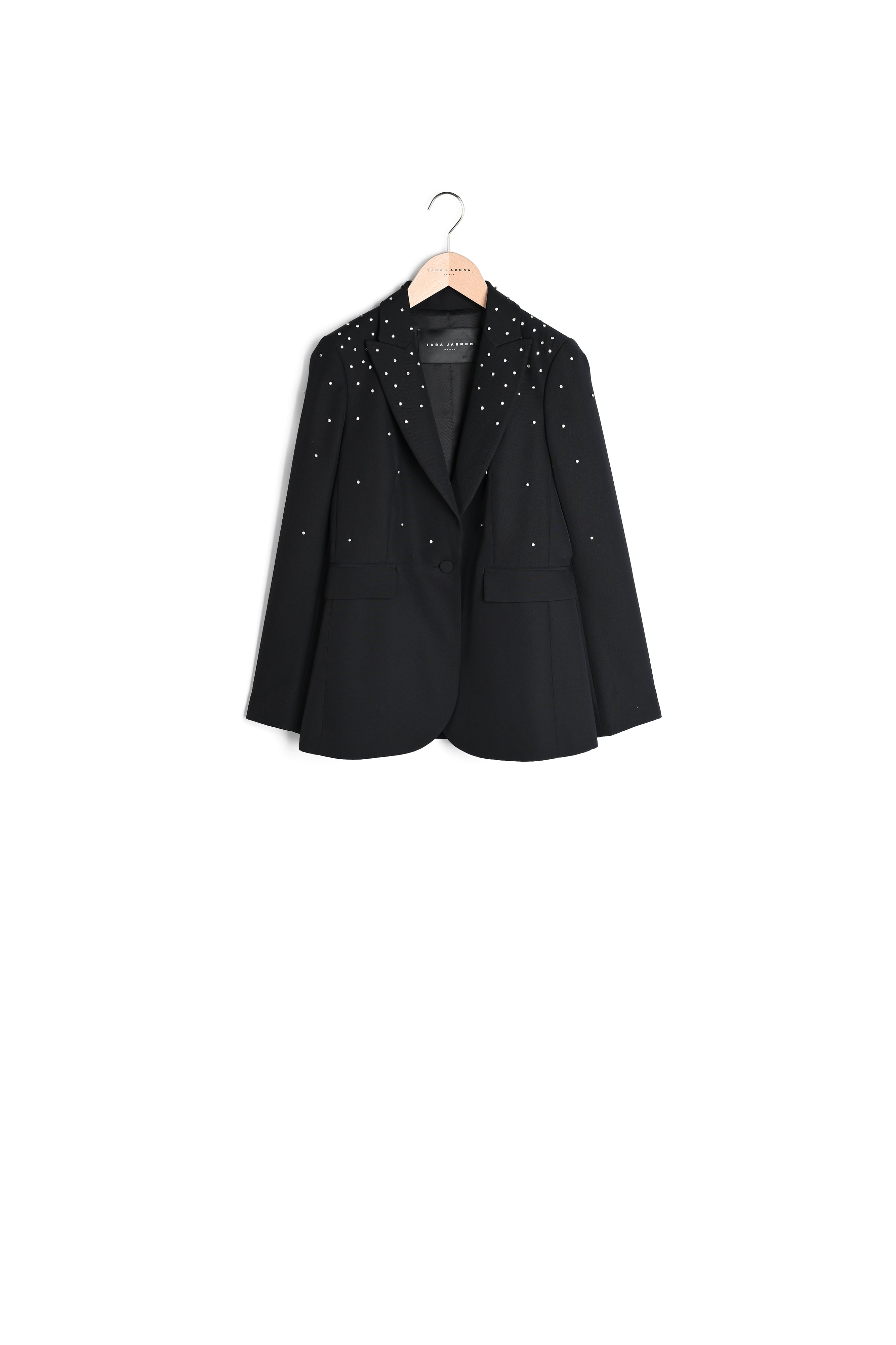 Veste Violine noire en laine vierge brodée de strass Faume - seconde main
