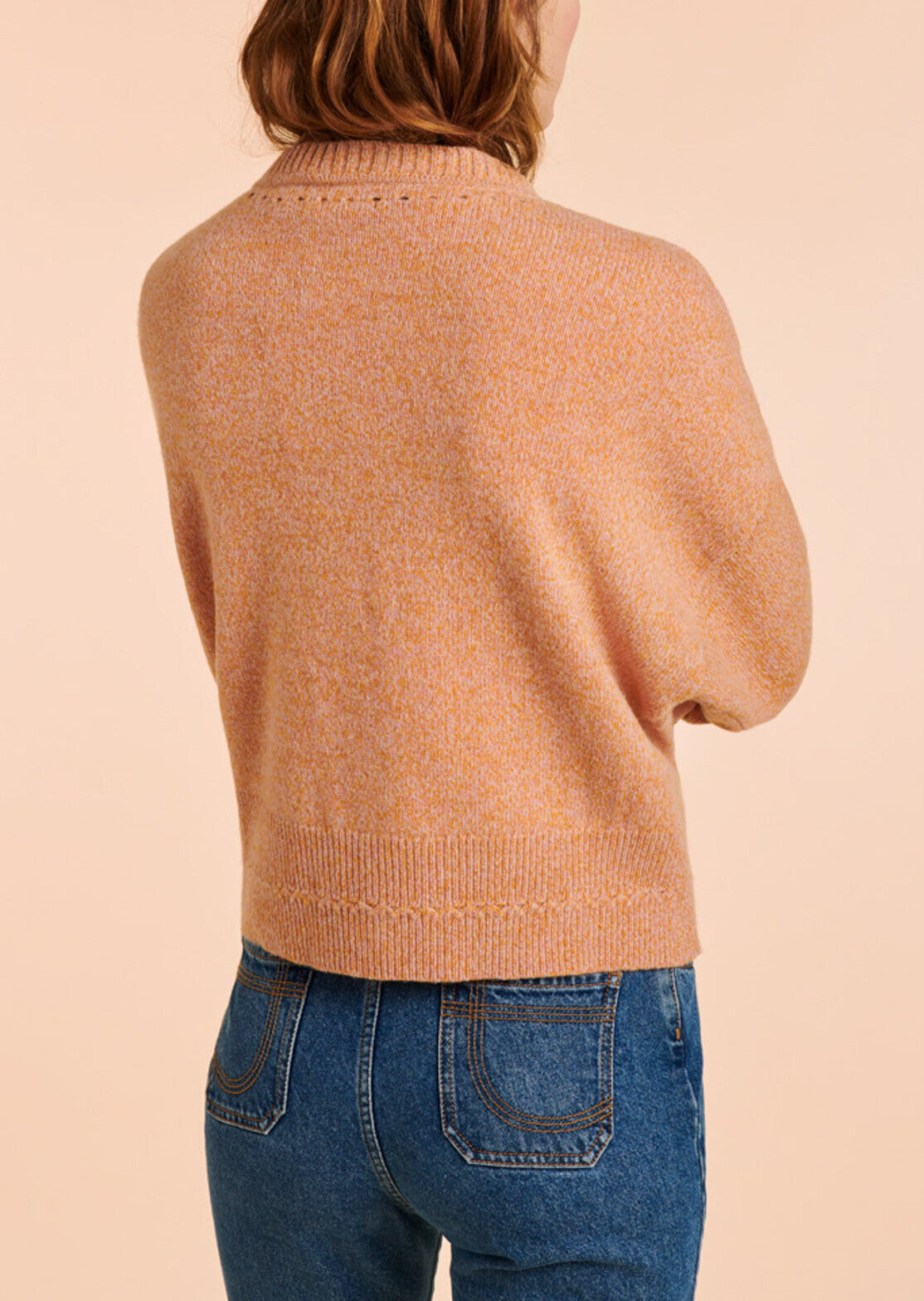 Cardigan oversize Nadia en maille rose tendre Faume - seconde main