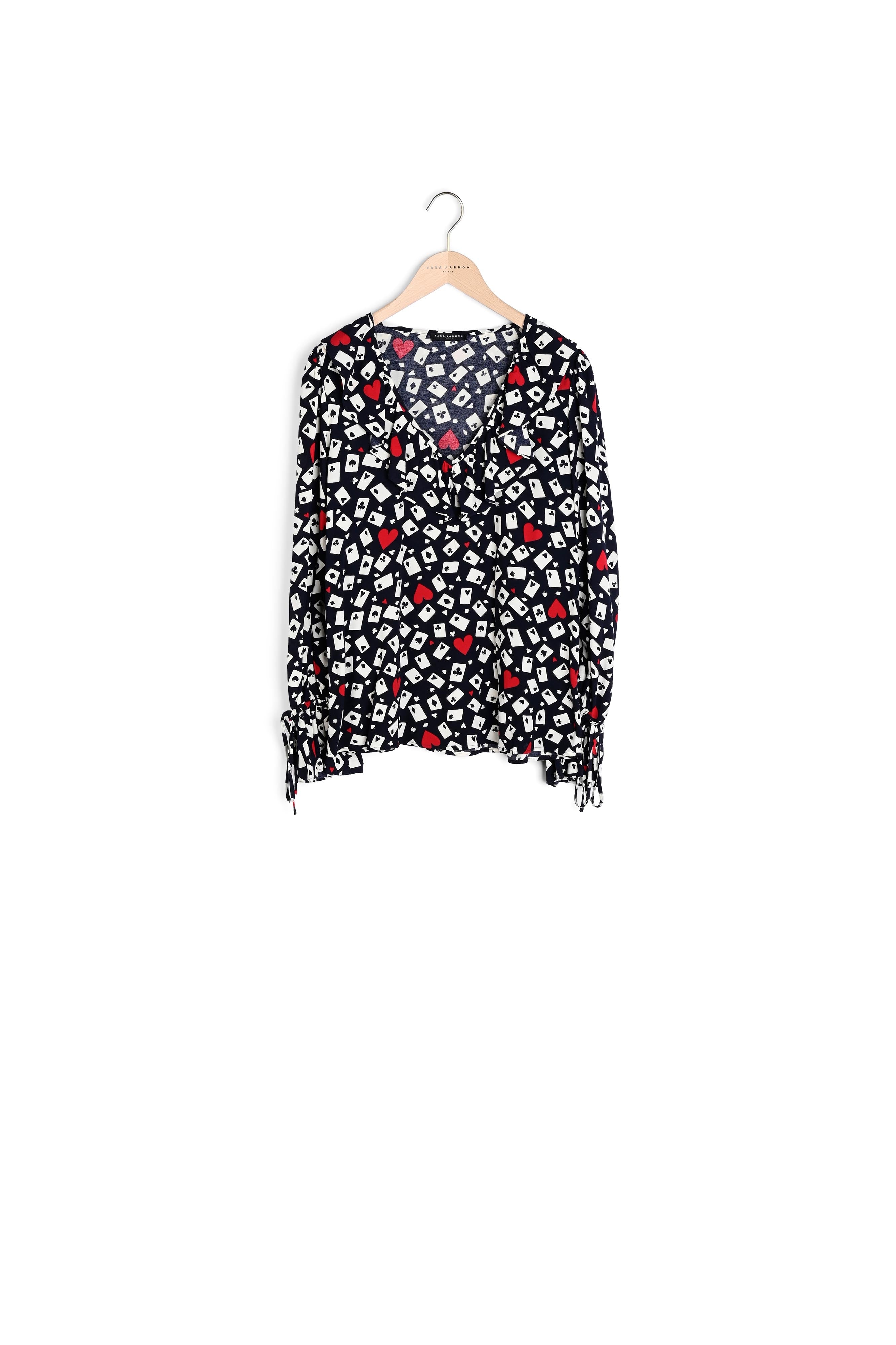 Top Tiare bleu nuit imprimé en crêpe Faume - seconde main