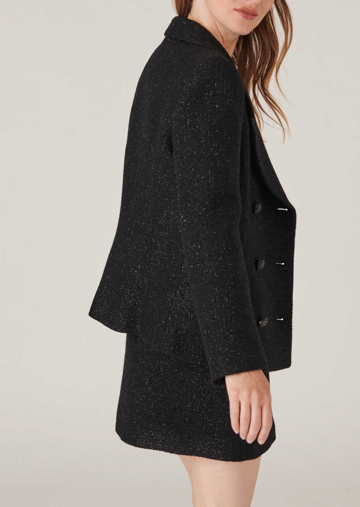 Veste Vivia en tweed lurex noire Faume - seconde main