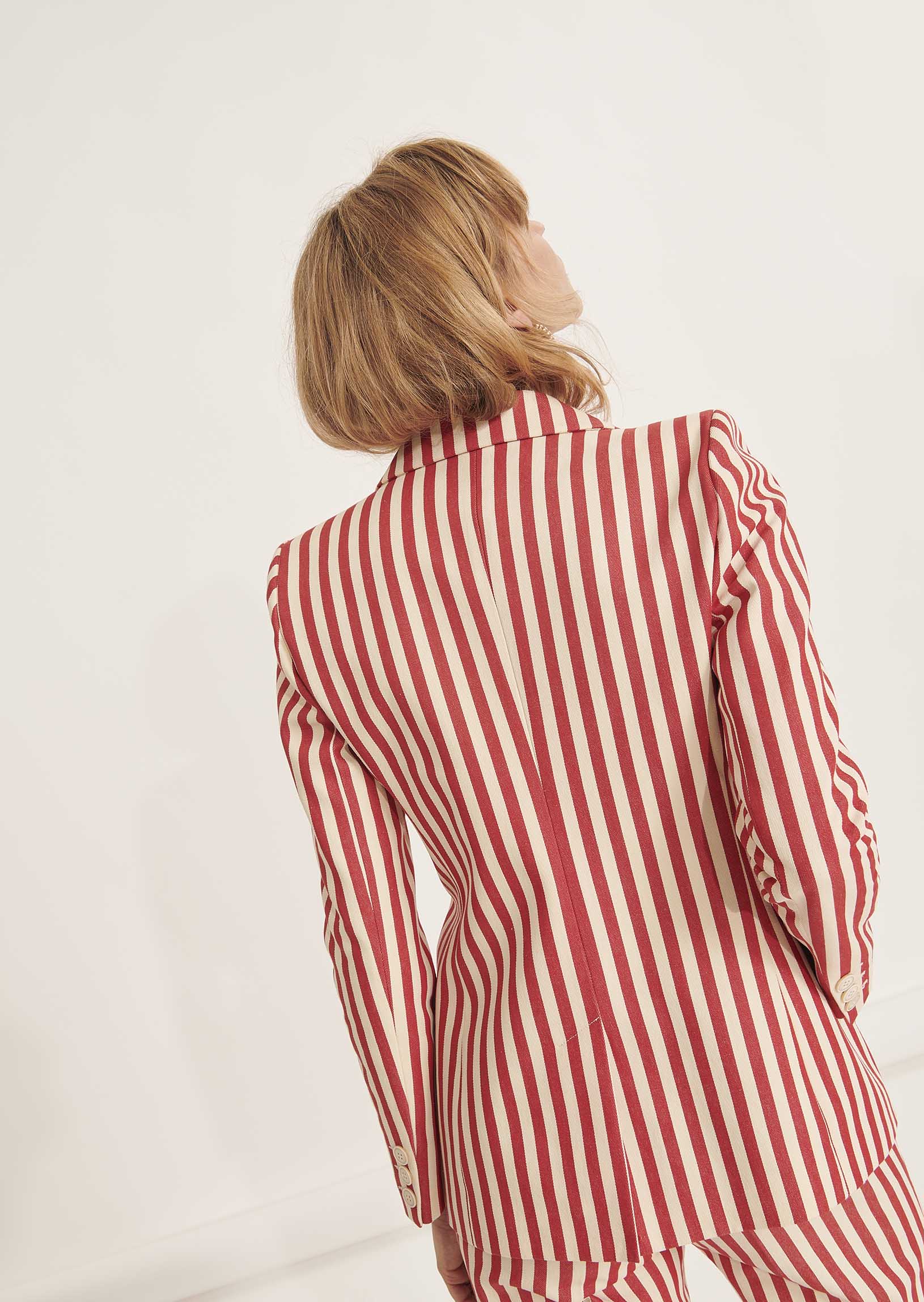 Veste Vivante écrue rayée rouge en coton Faume - seconde main