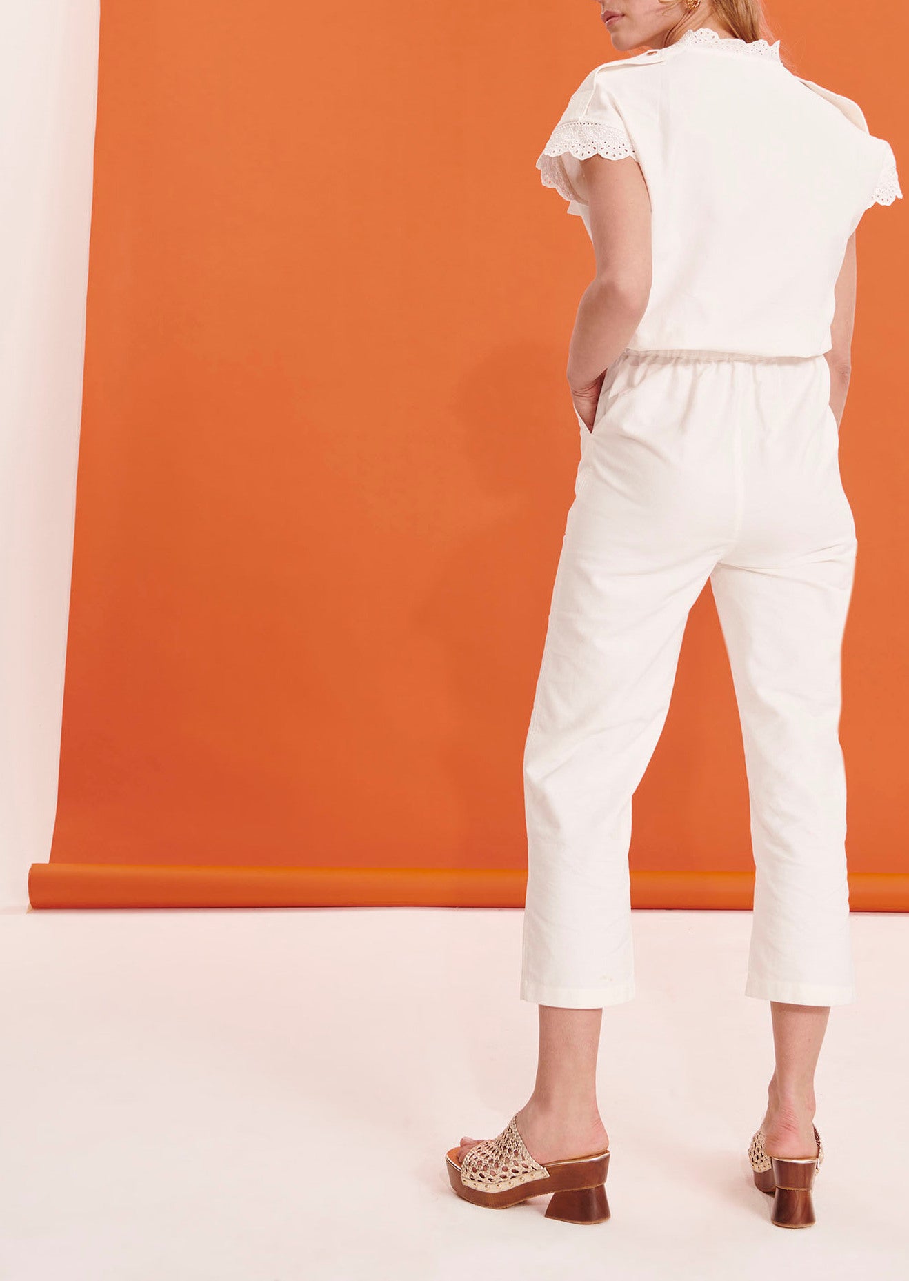 Combinaison Charmante blanche brodée en coton Faume - seconde main