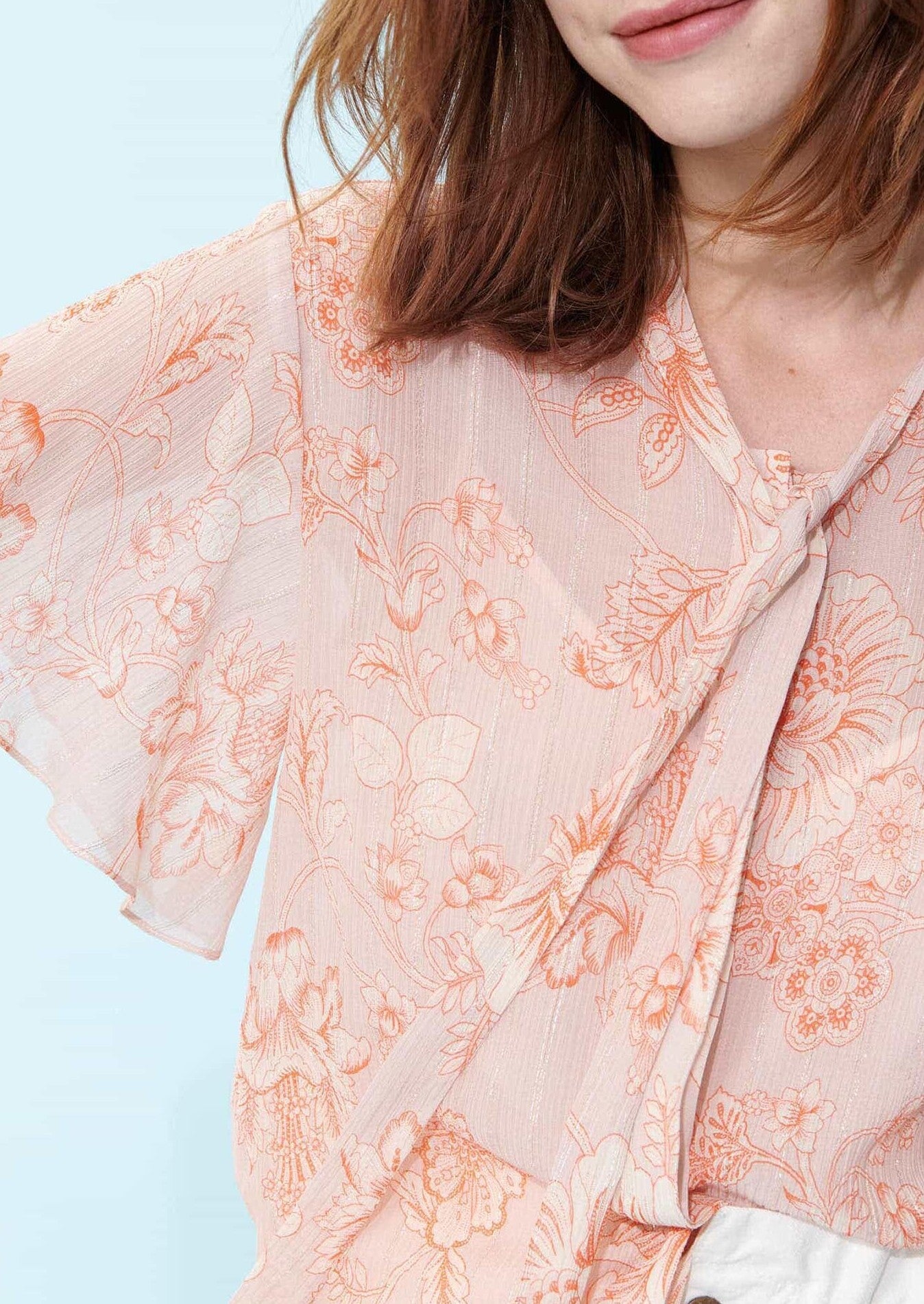 Chemise Carina nude imprimé poetic flowers en lurex Faume - seconde main