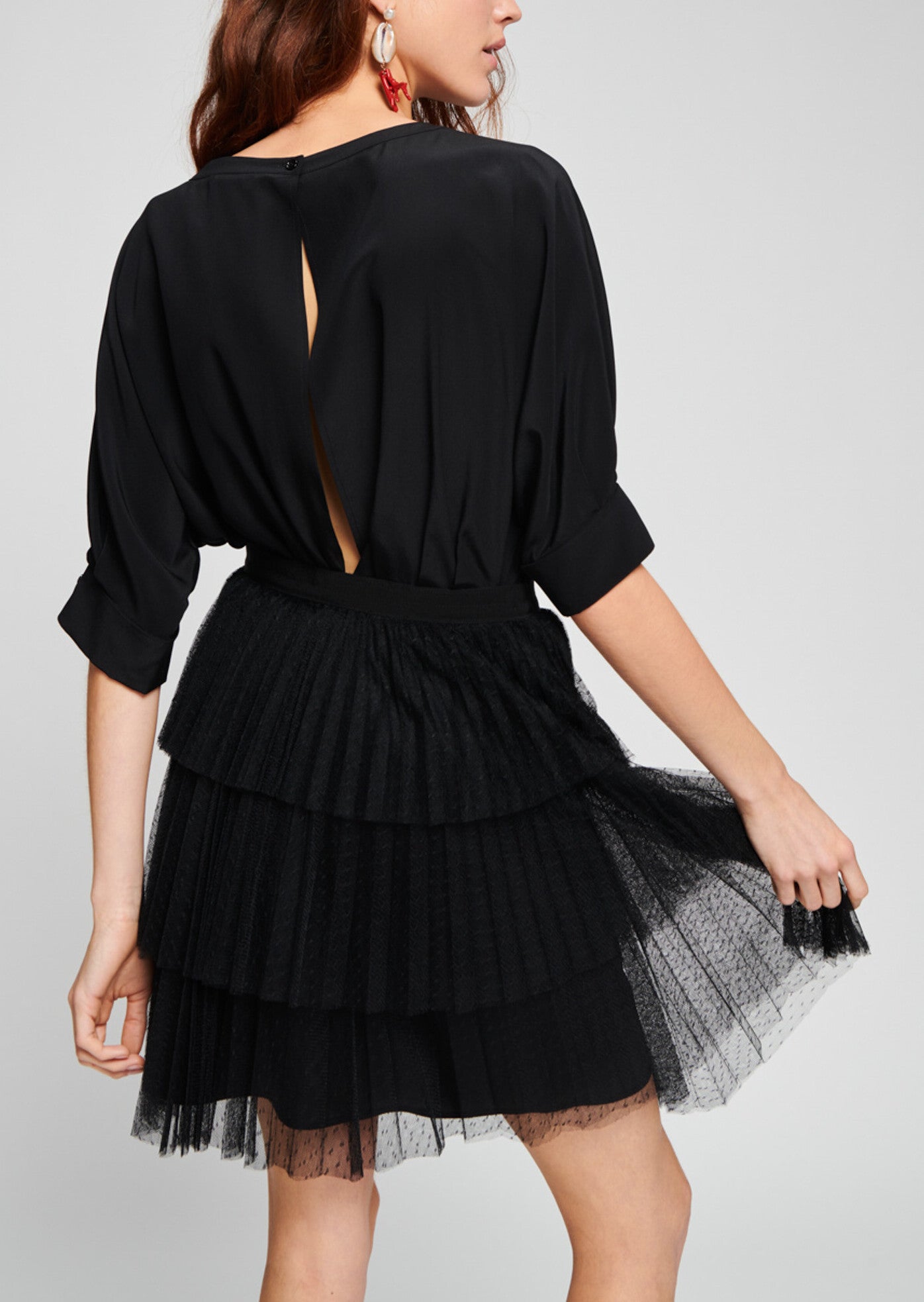 Jupe noire à volants en tulle plumetis Faume - seconde main