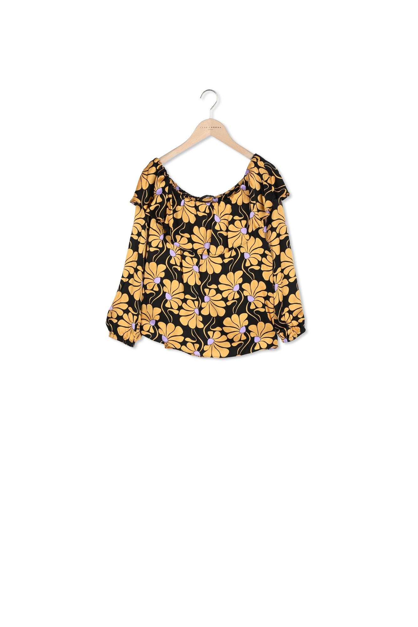 Top Tristan noir imprimé grosses fleurs Faume - seconde main