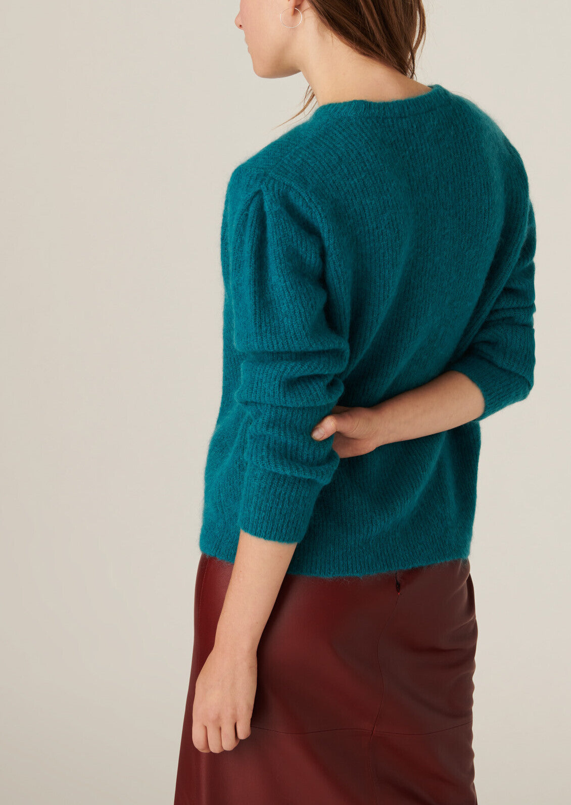 Pull Natou en maille mohair à épaulettes menthe Faume - seconde main