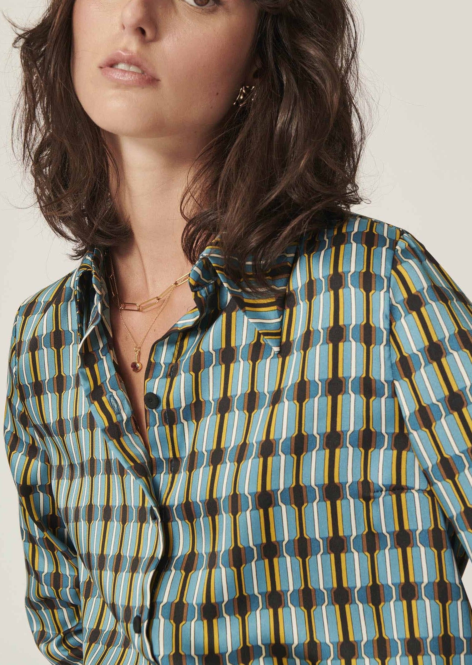 Chemise Caliette bleue imprimé cravate Faume - seconde main