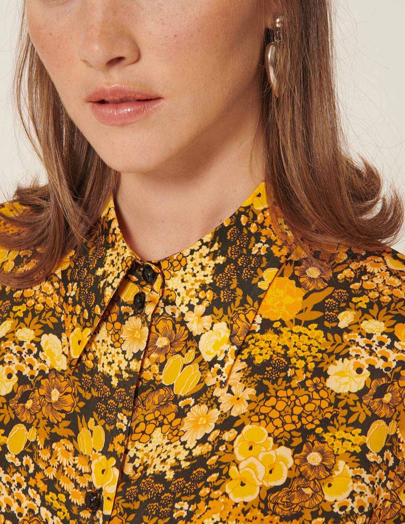 Chemise Caprice jaune imprimé fleurs Faume - seconde main