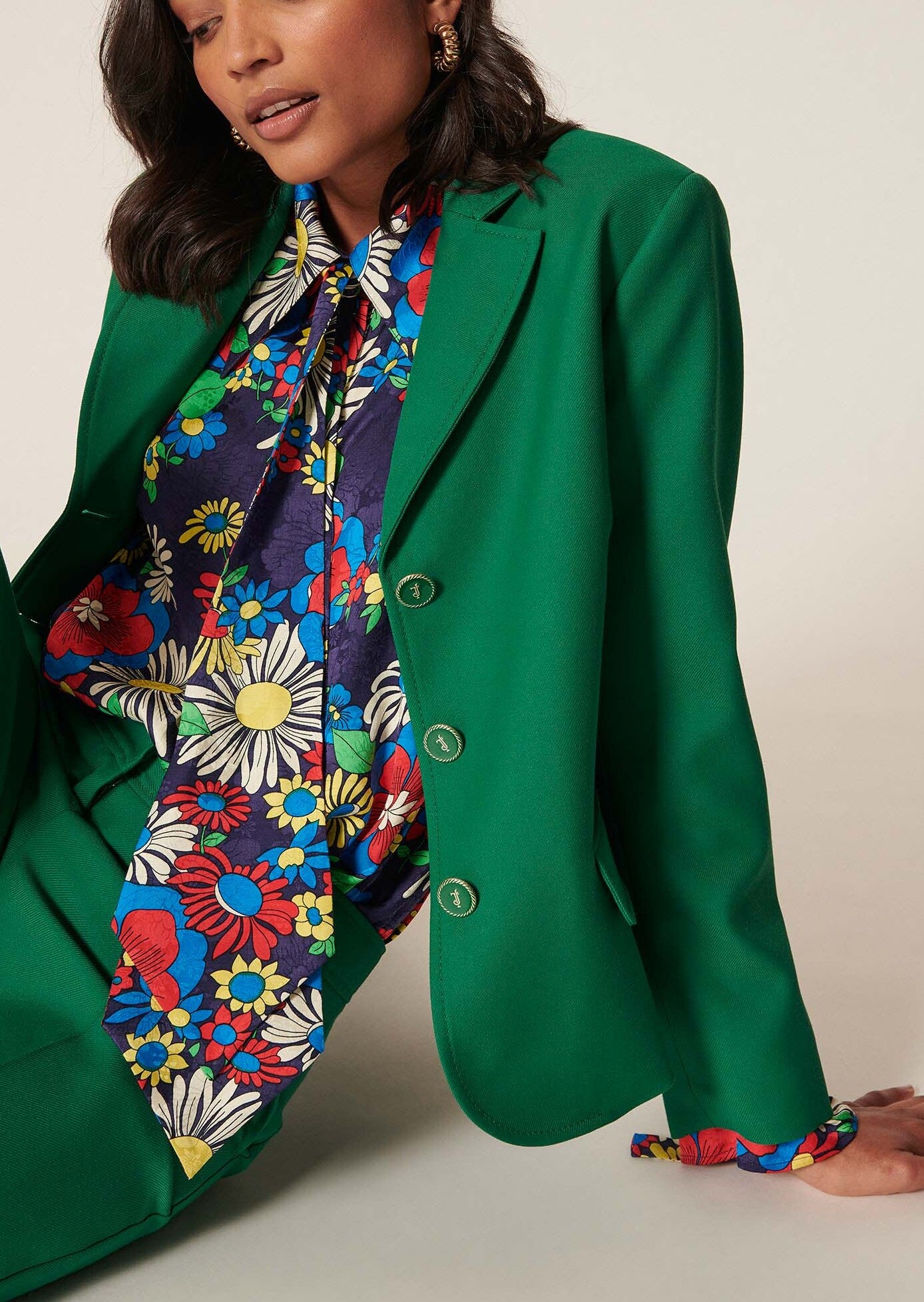 Veste Venitien verte en toile tailleur Faume - seconde main