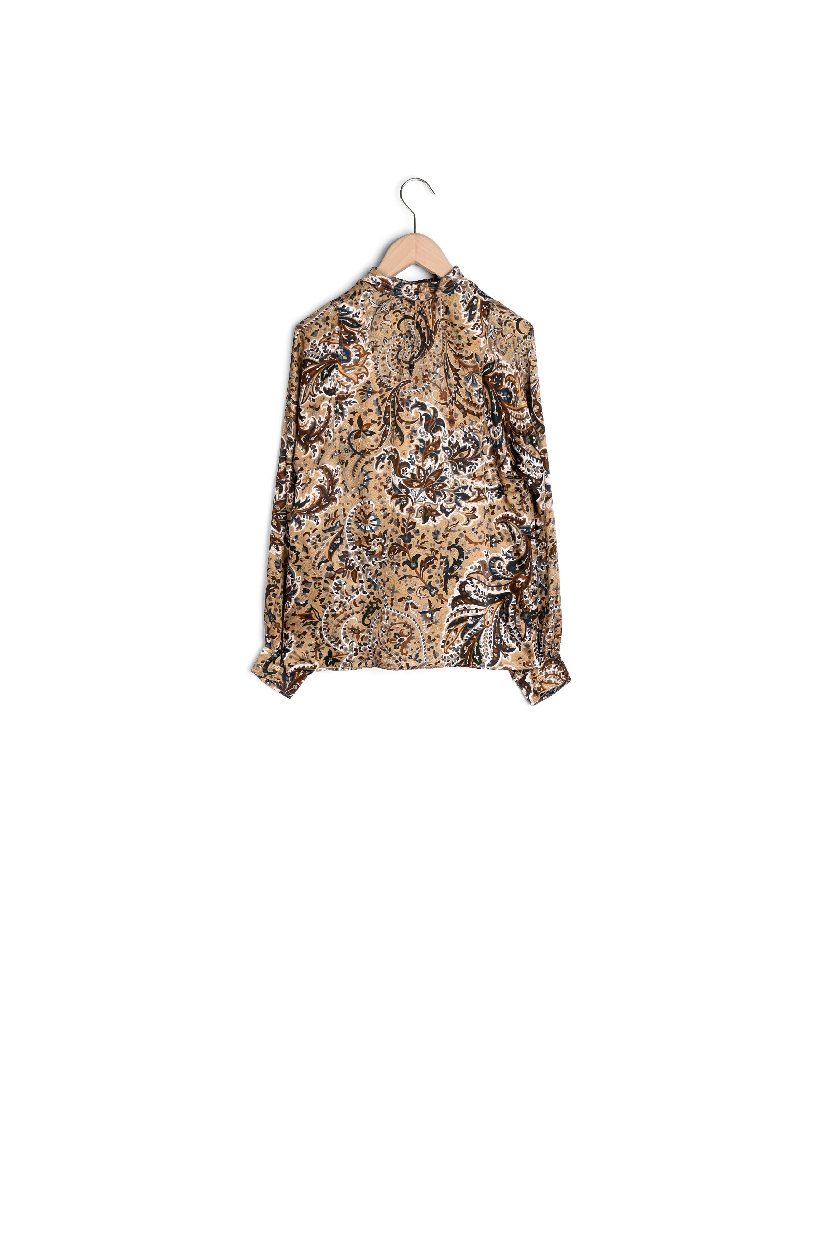 Blouse Tribeca imprimé cachemire camel sur satin viscose de soie Faume - seconde main