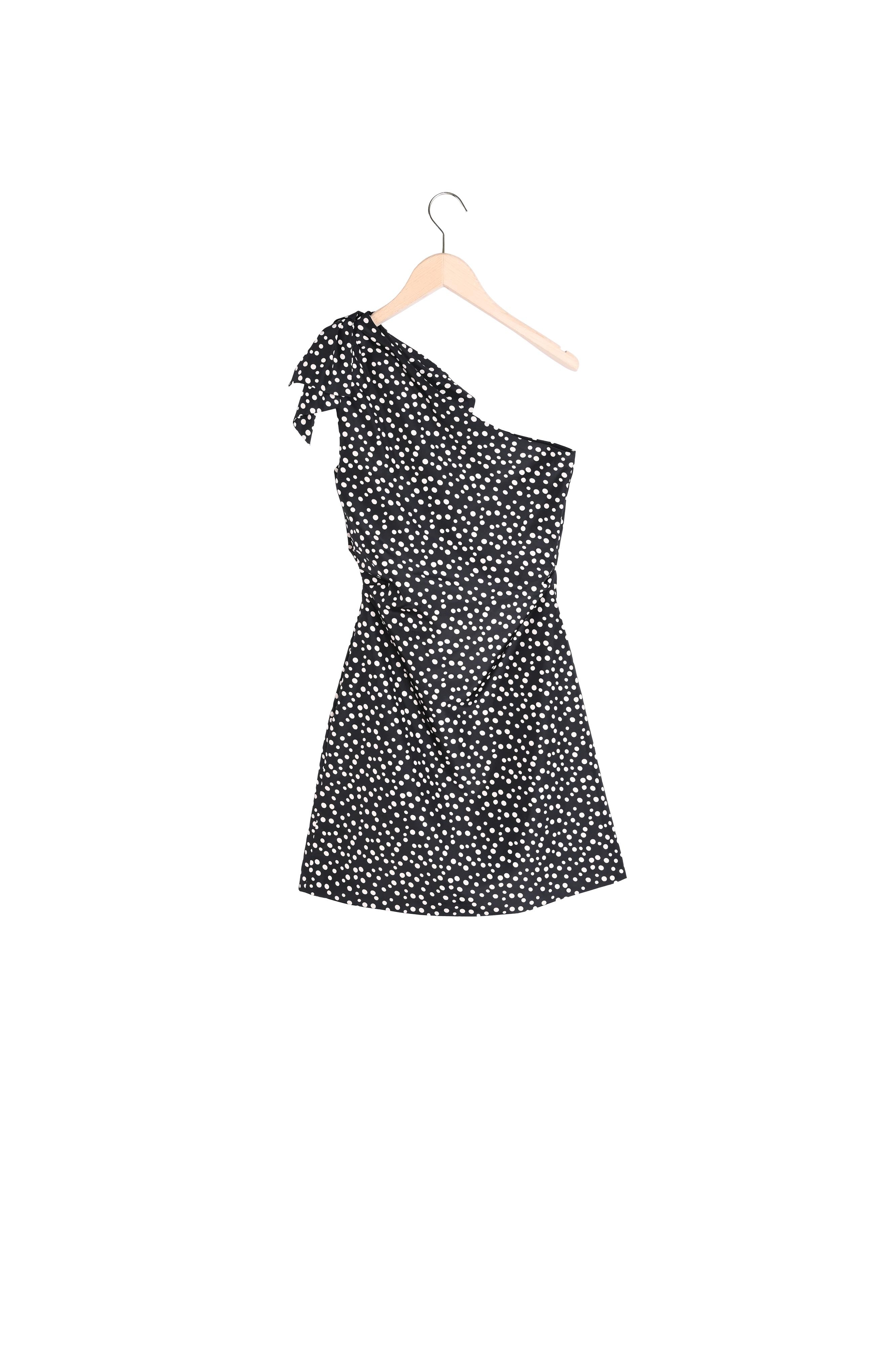 Robe Rouki bleu nuit à pois en taffetas Faume - seconde main