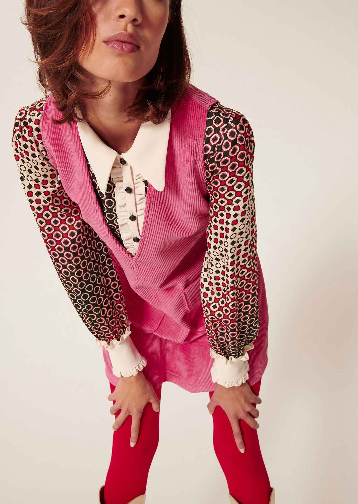 Robe Rutanie rose en velours côtelé Faume - seconde main