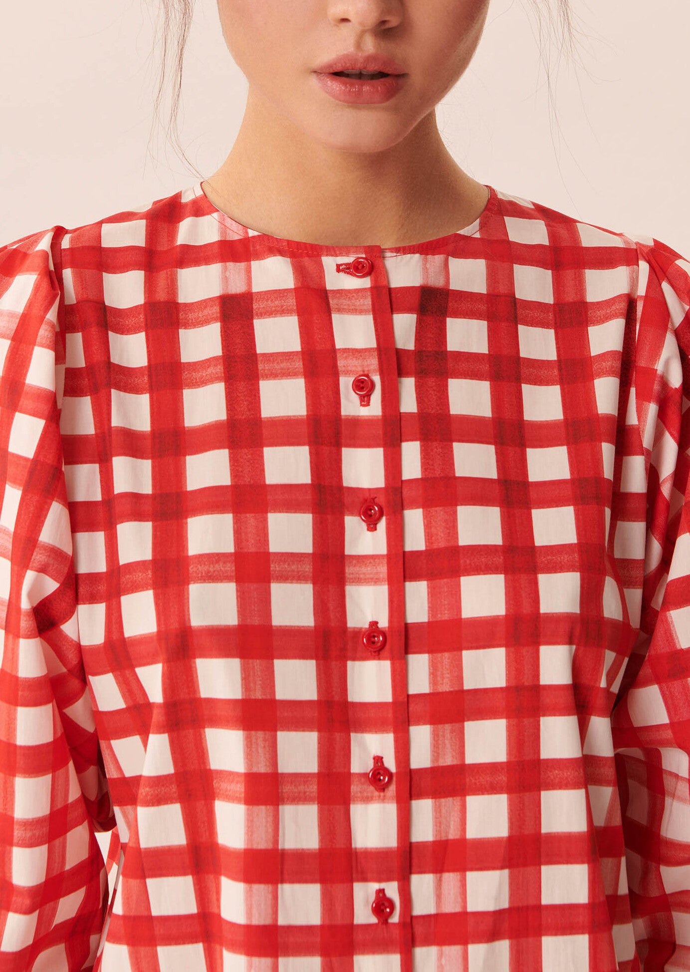 Chemise Corail vichy rouge en popeline Faume - seconde main