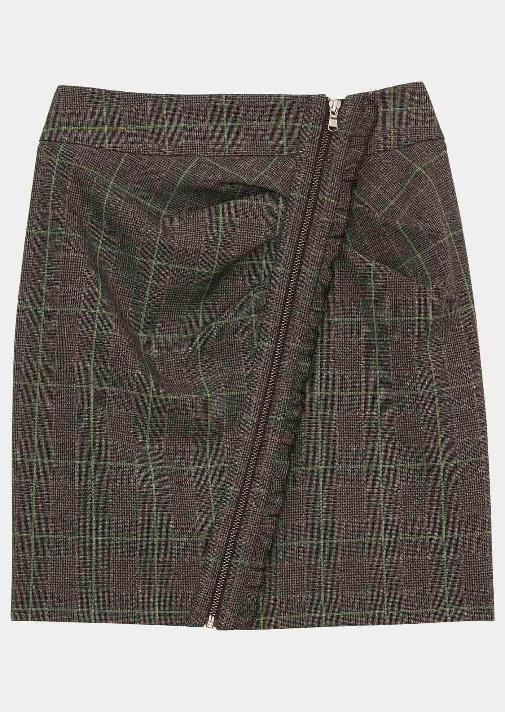 Jupe Jacqueline gris foncé imprimée Prince de Galles vert Faume - seconde main