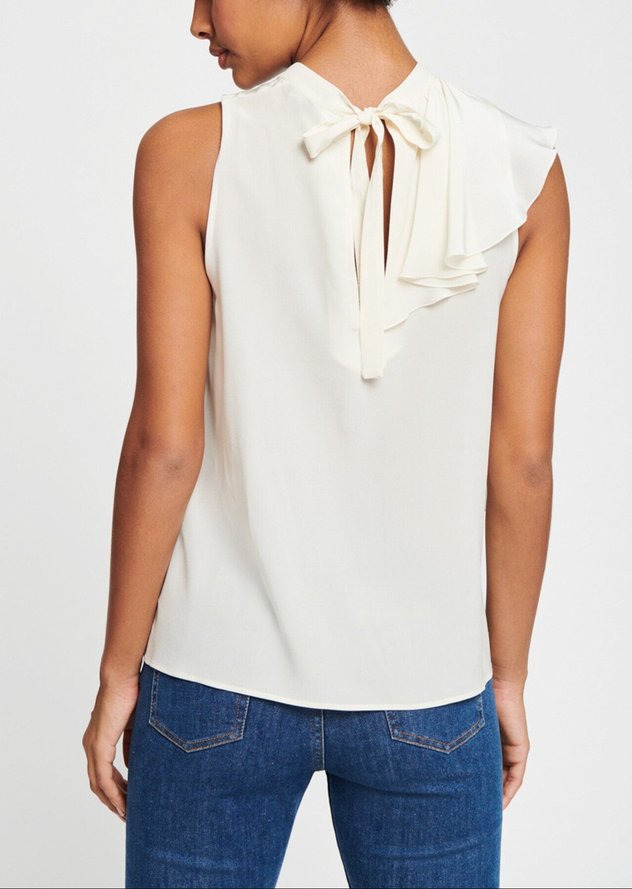 Top sans manches écru en crêpe de soie Faume - seconde main