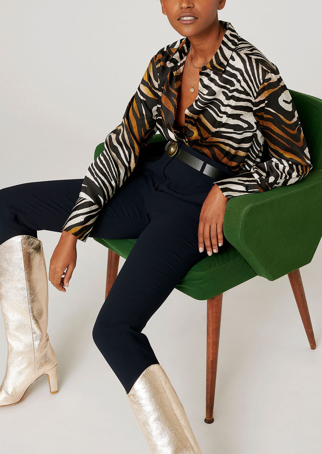 Chemise Taz noire imprimé zèbre en viscose Faume - seconde main