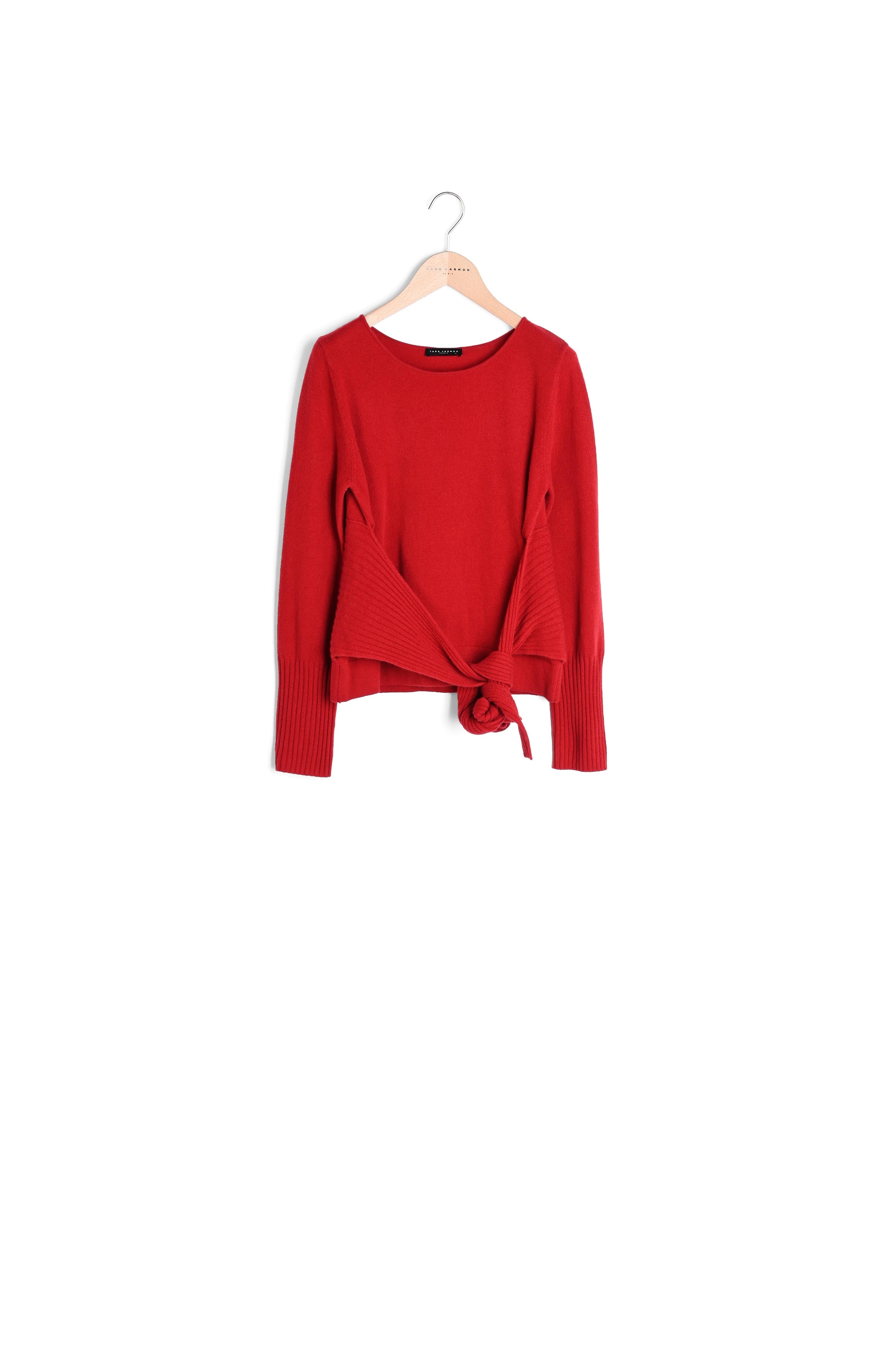 Pull Polydore rouge en laine mérinos Faume - seconde main