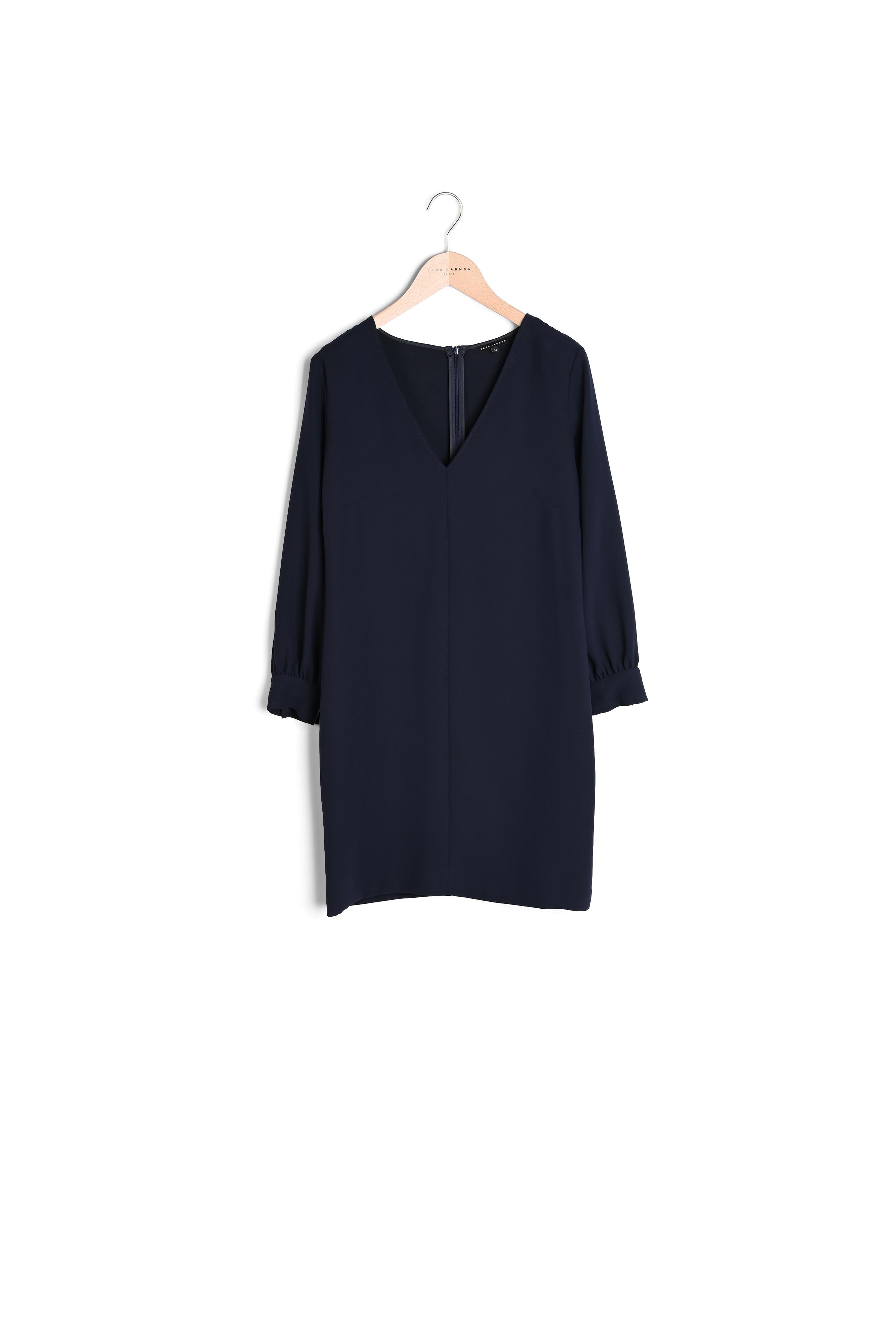 Robe tunique Robina en crêpe lourd bleu nuit Faume - seconde main