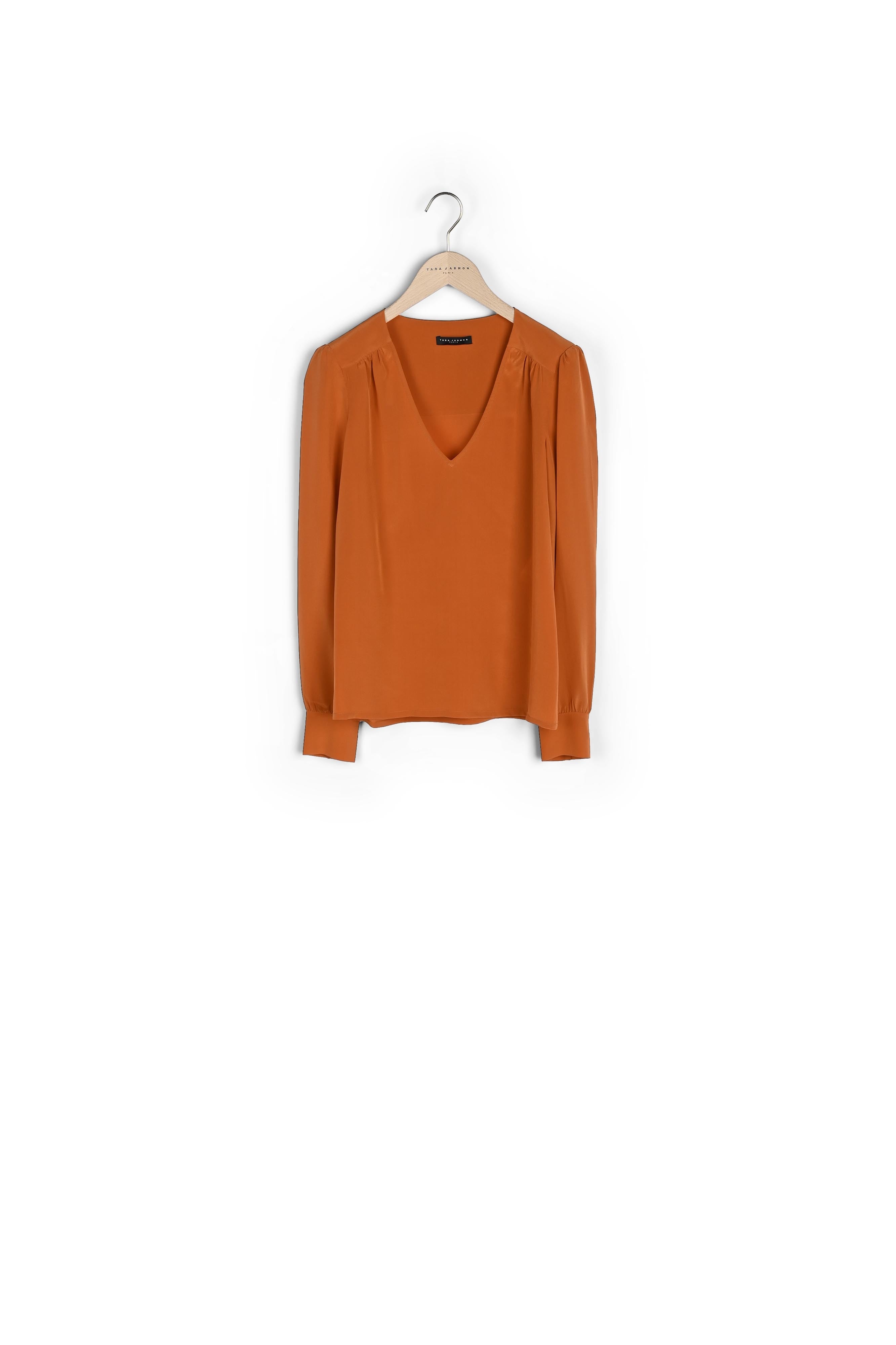 Blouse Tabene brique en crêpe de chine Faume - seconde main