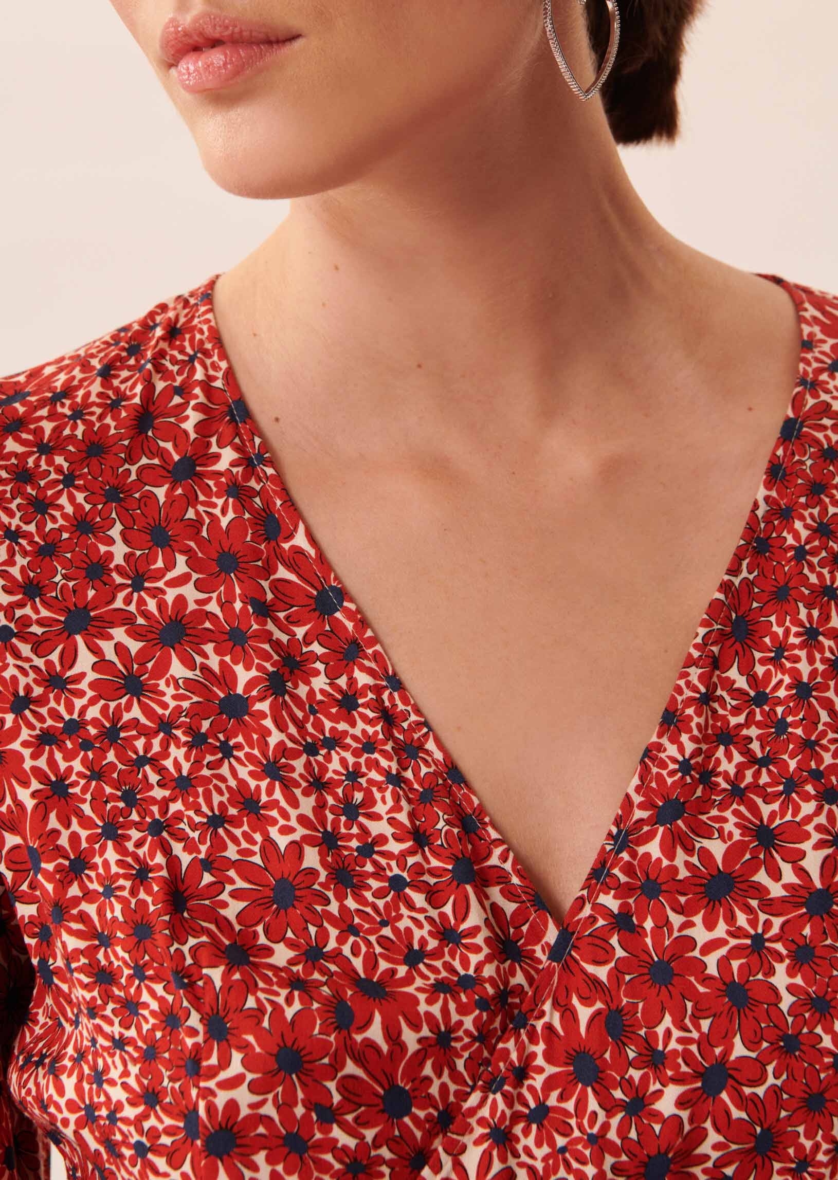 Robe Raphael rouge imprimé petites fleurs Faume - seconde main