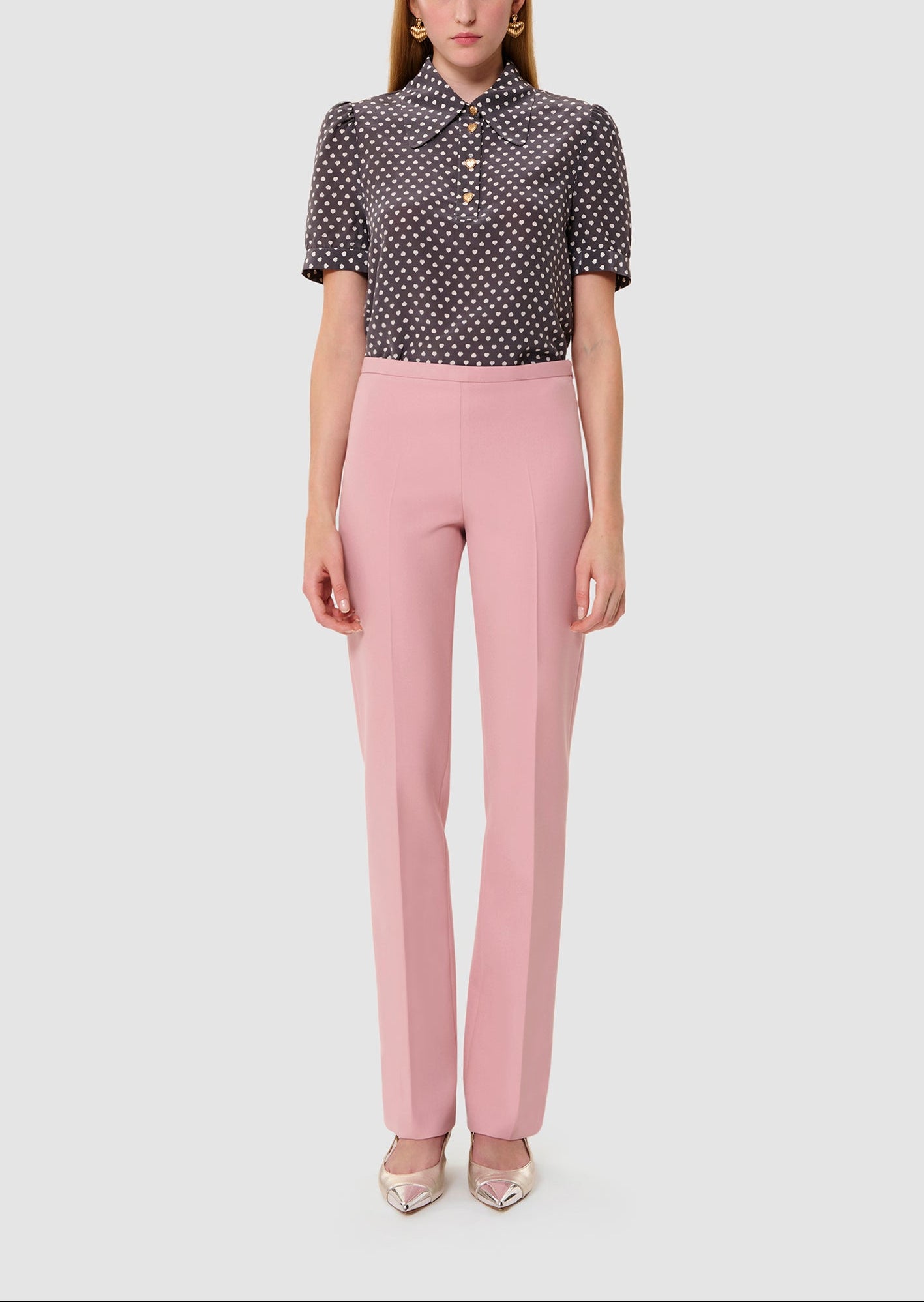 Pantalon rose en toile double Papillon Faume - seconde main