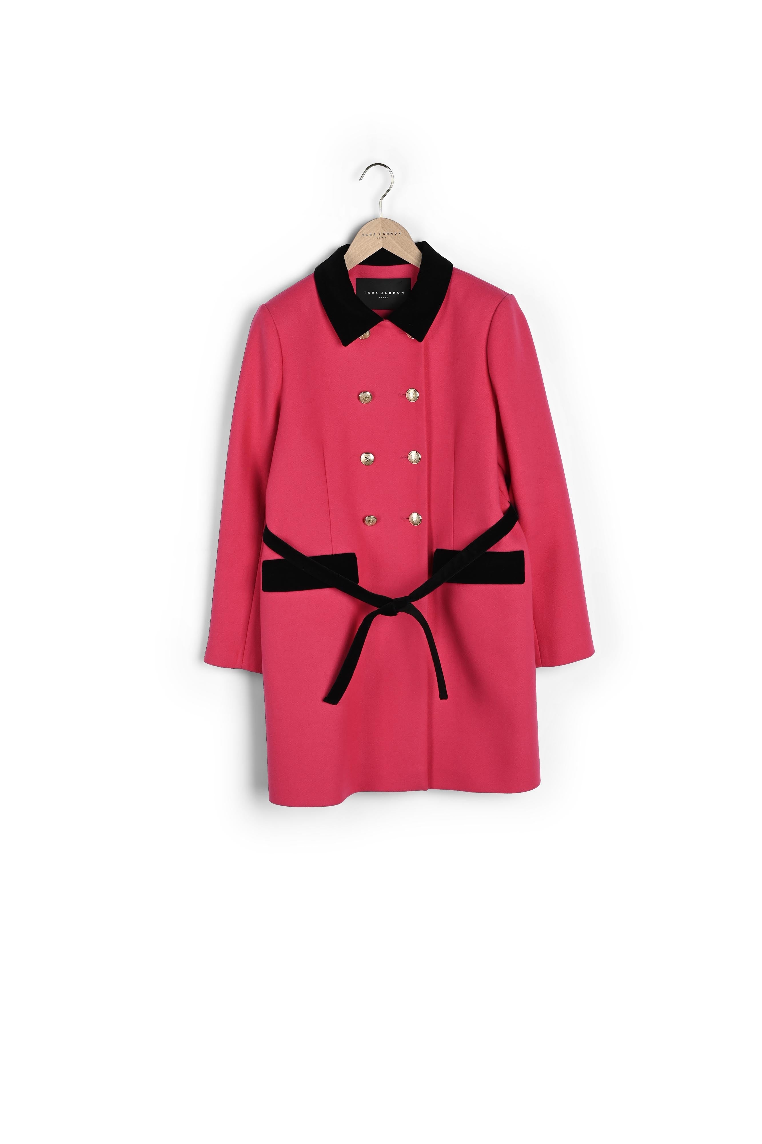 Manteau Medellin rose en drap de laine Faume - seconde main