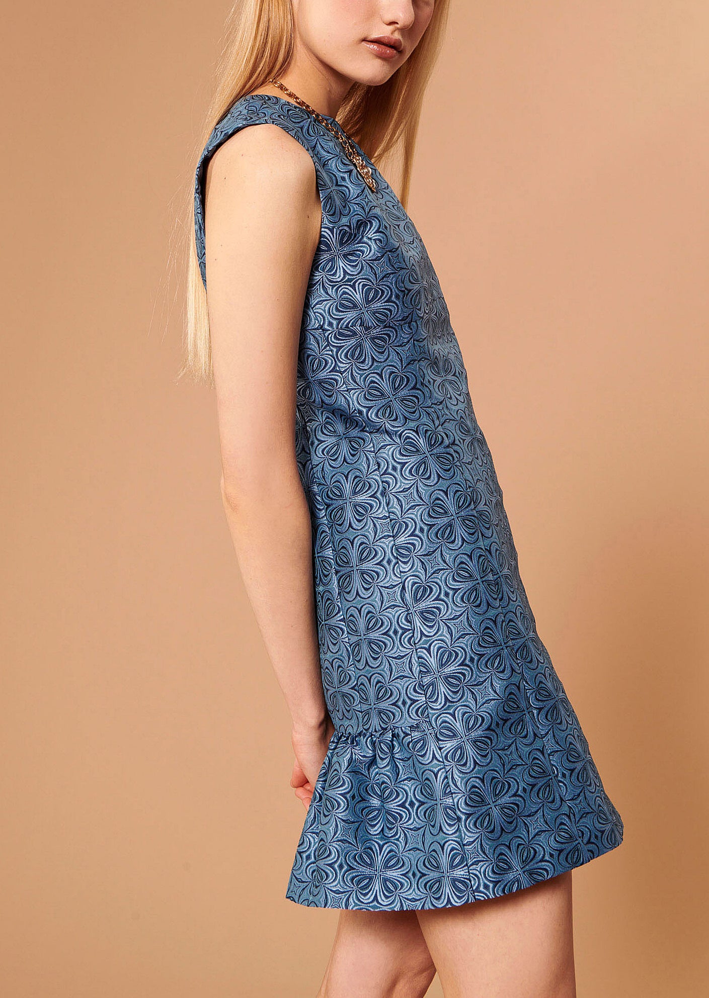 Robe Romeala bleue en jacquard Faume - seconde main