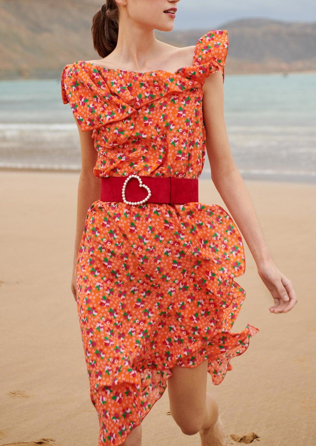 Robe clémentine asymétrique en soie Faume - seconde main