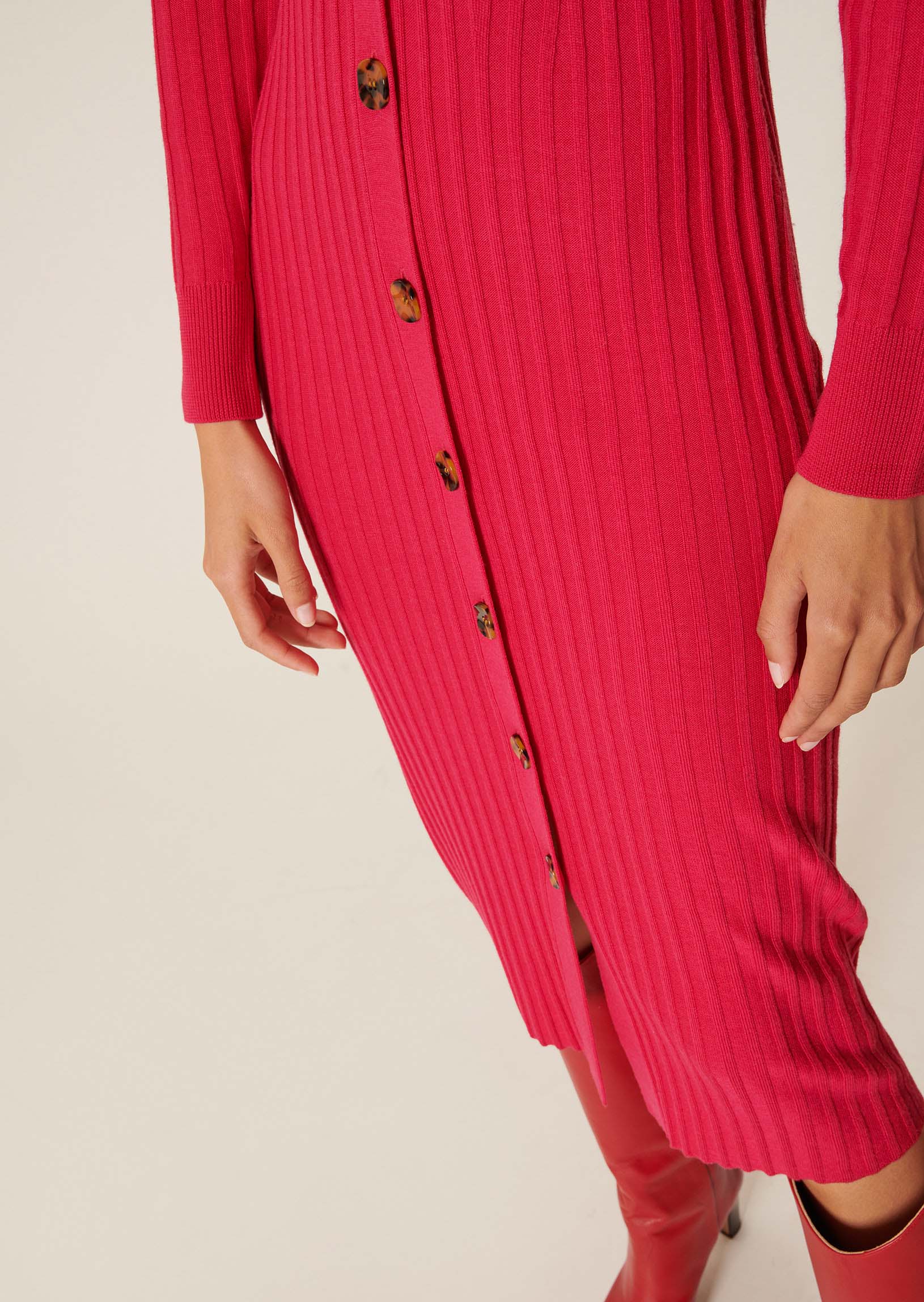 Robe Rydel rose en laine merinos Faume - seconde main