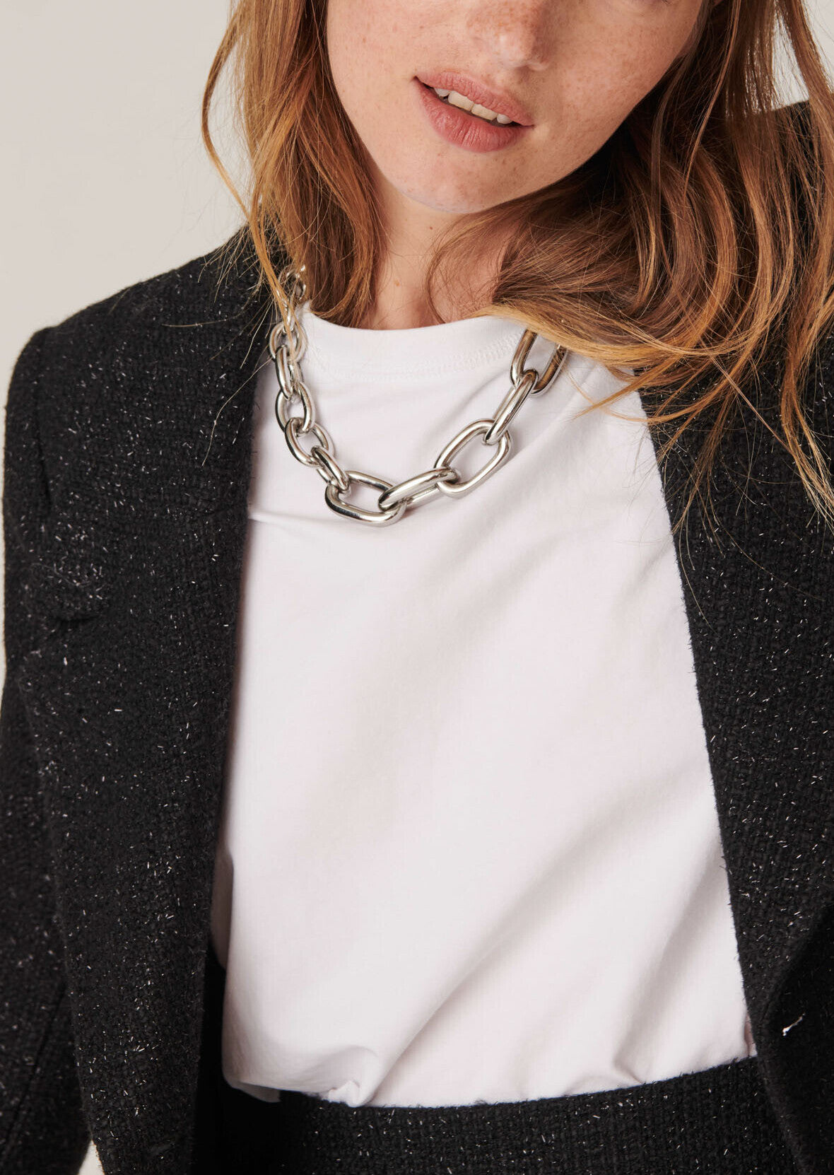 Veste Vivia en tweed lurex noire Faume - seconde main