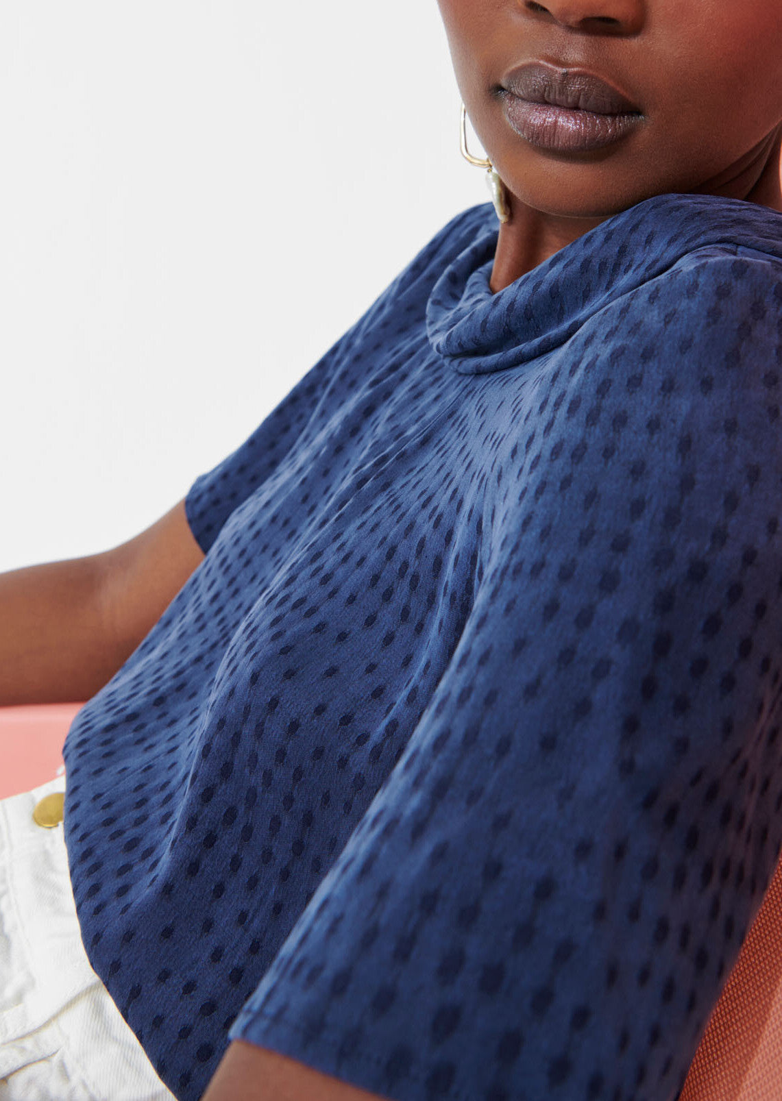 Top Tee marine en jacquard Faume - seconde main