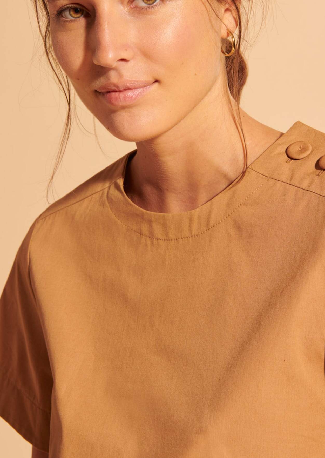 Top Tiphaine camel en popeline Faume - seconde main