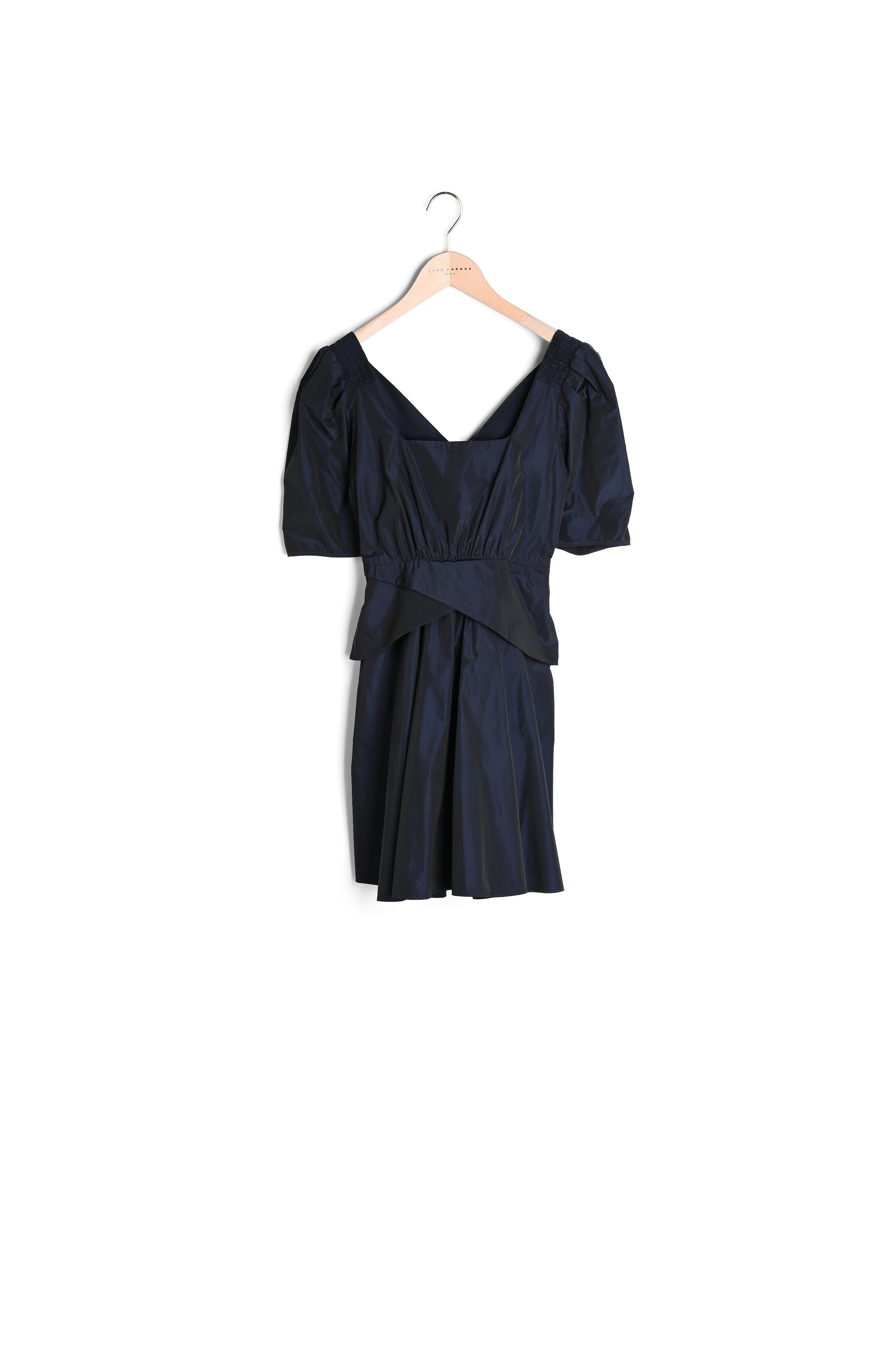 Robe courte en taffetas bleu nuit Faume - seconde main