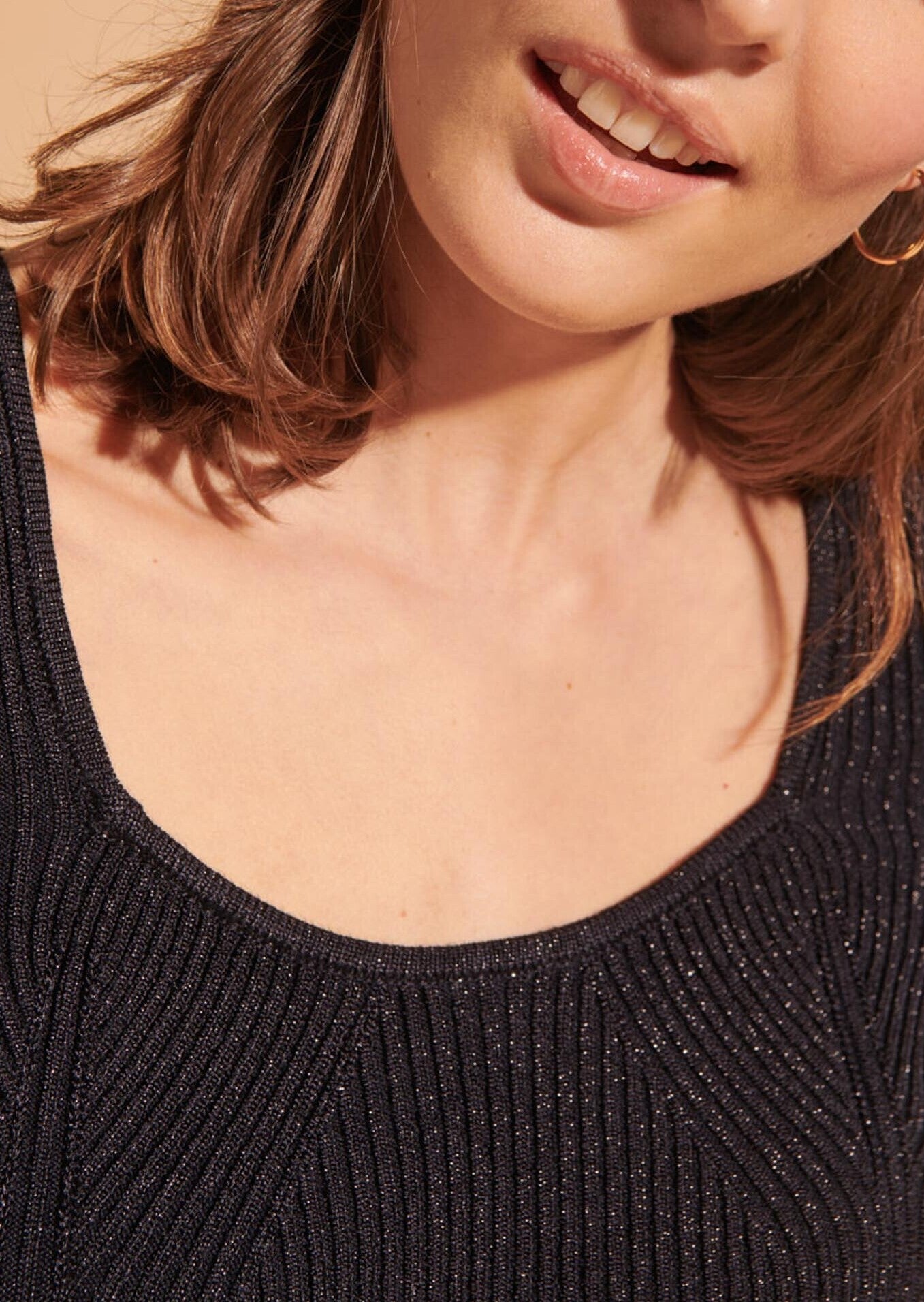 Robe Nataelle en maille côtelée lurex bleu nuit Faume - seconde main