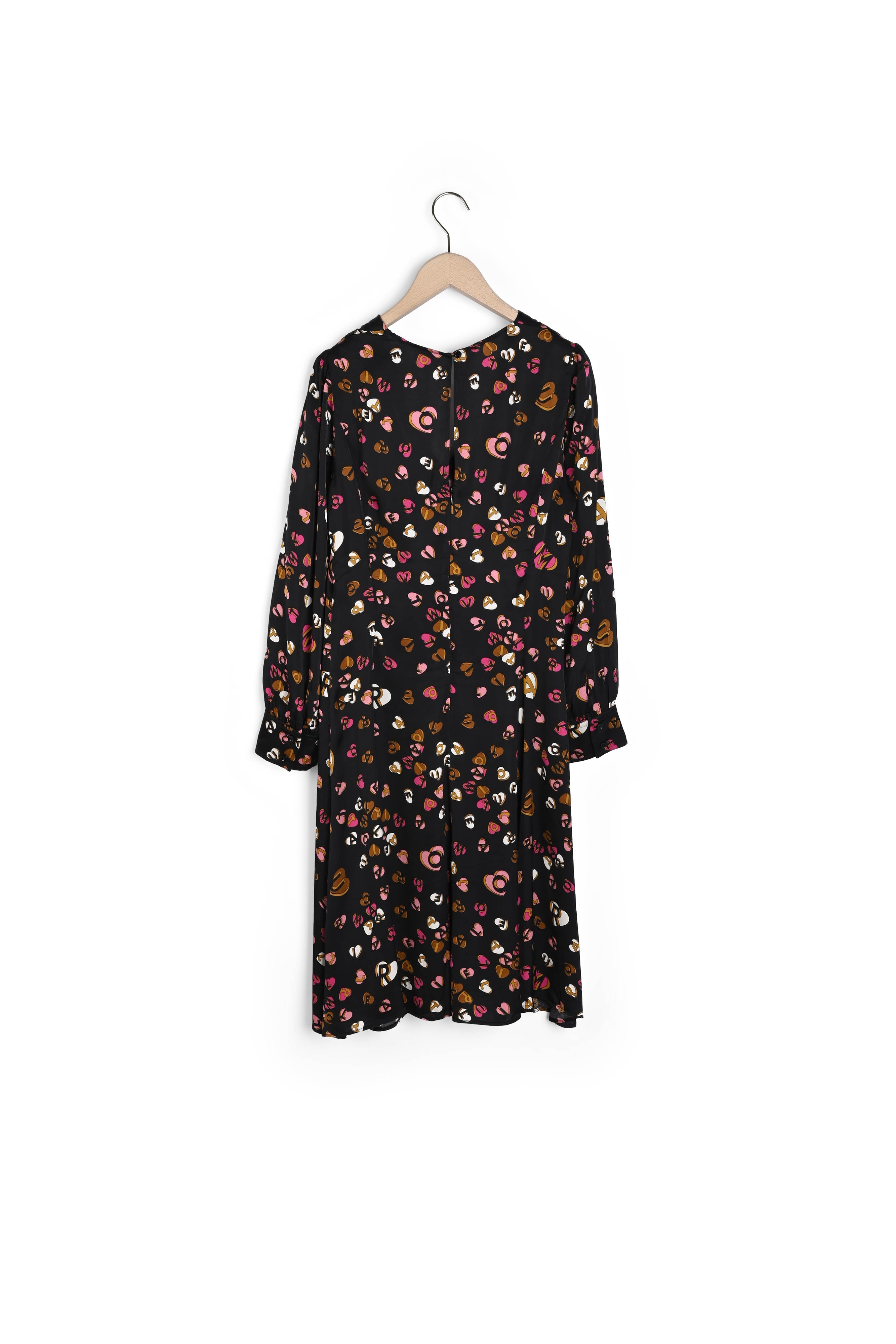 Robe Raiane bleu nuit imprimé coeurs en satin viscose Faume - seconde main