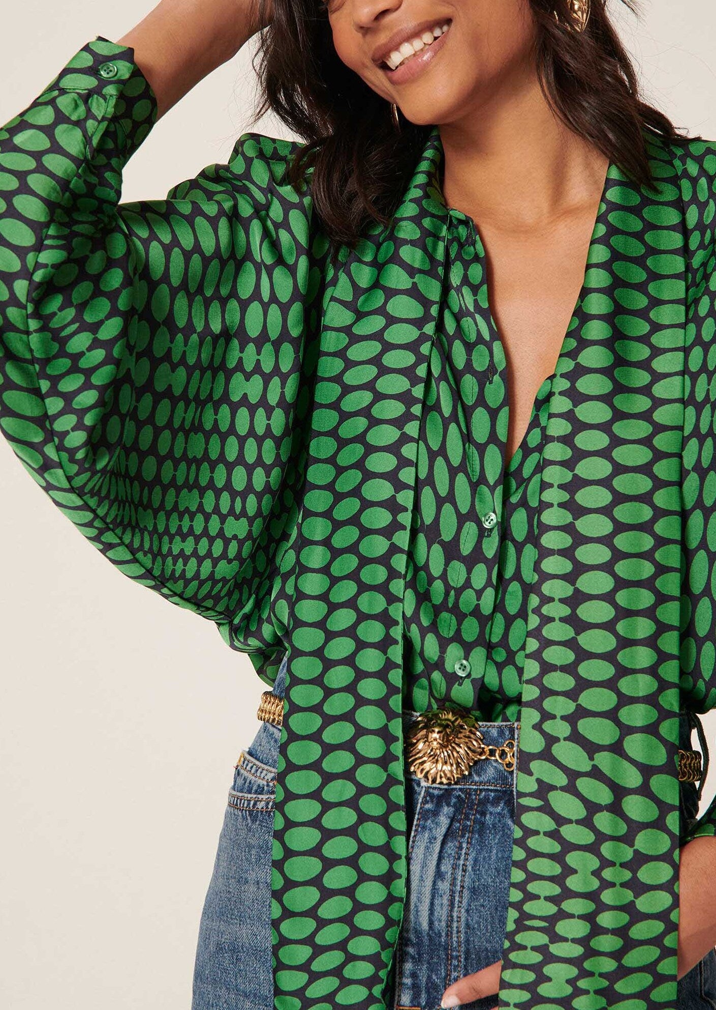 Chemise Candy verte imprimé pois Faume - seconde main