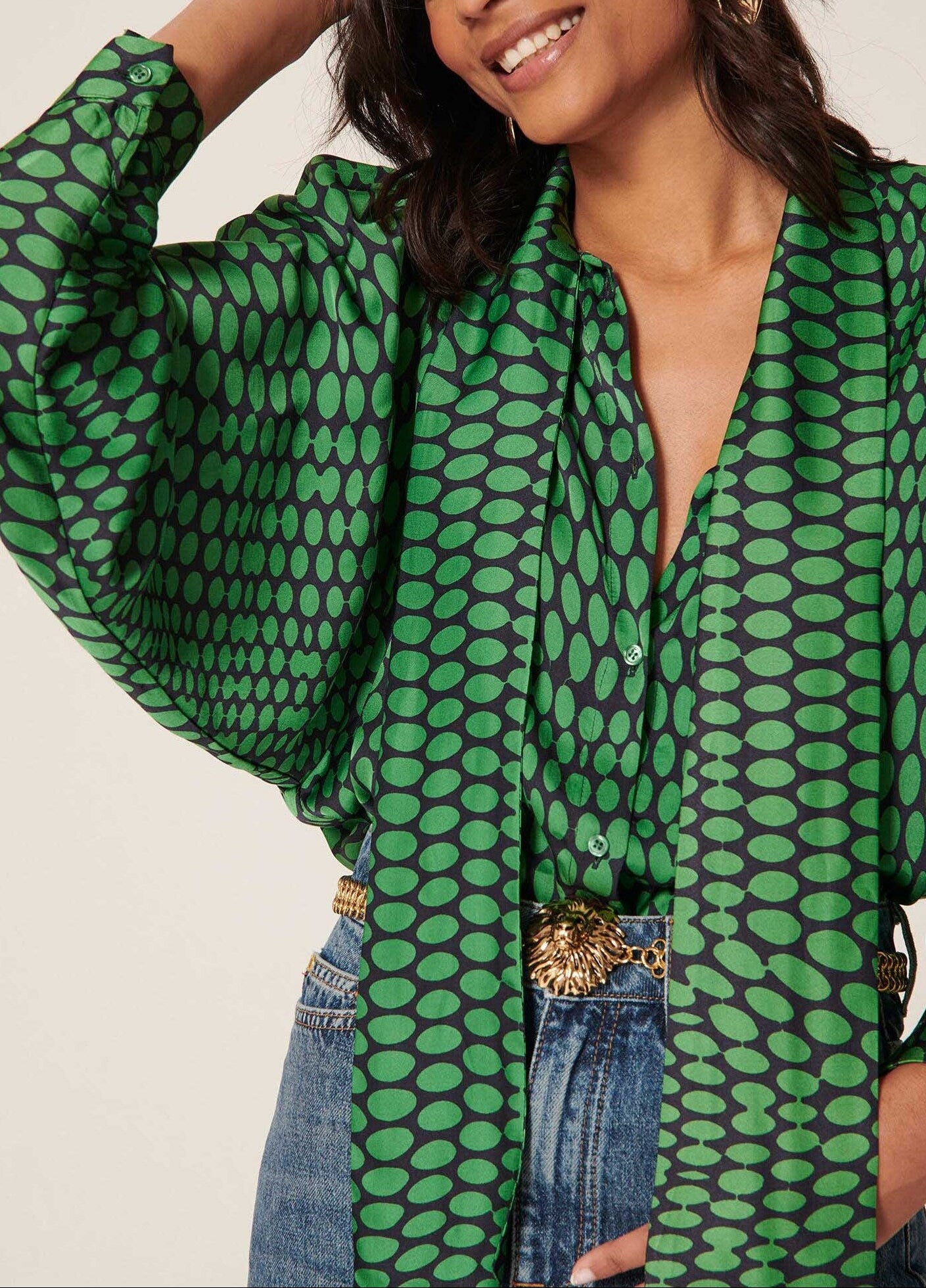 Chemise Candy verte imprimé pois Faume - seconde main