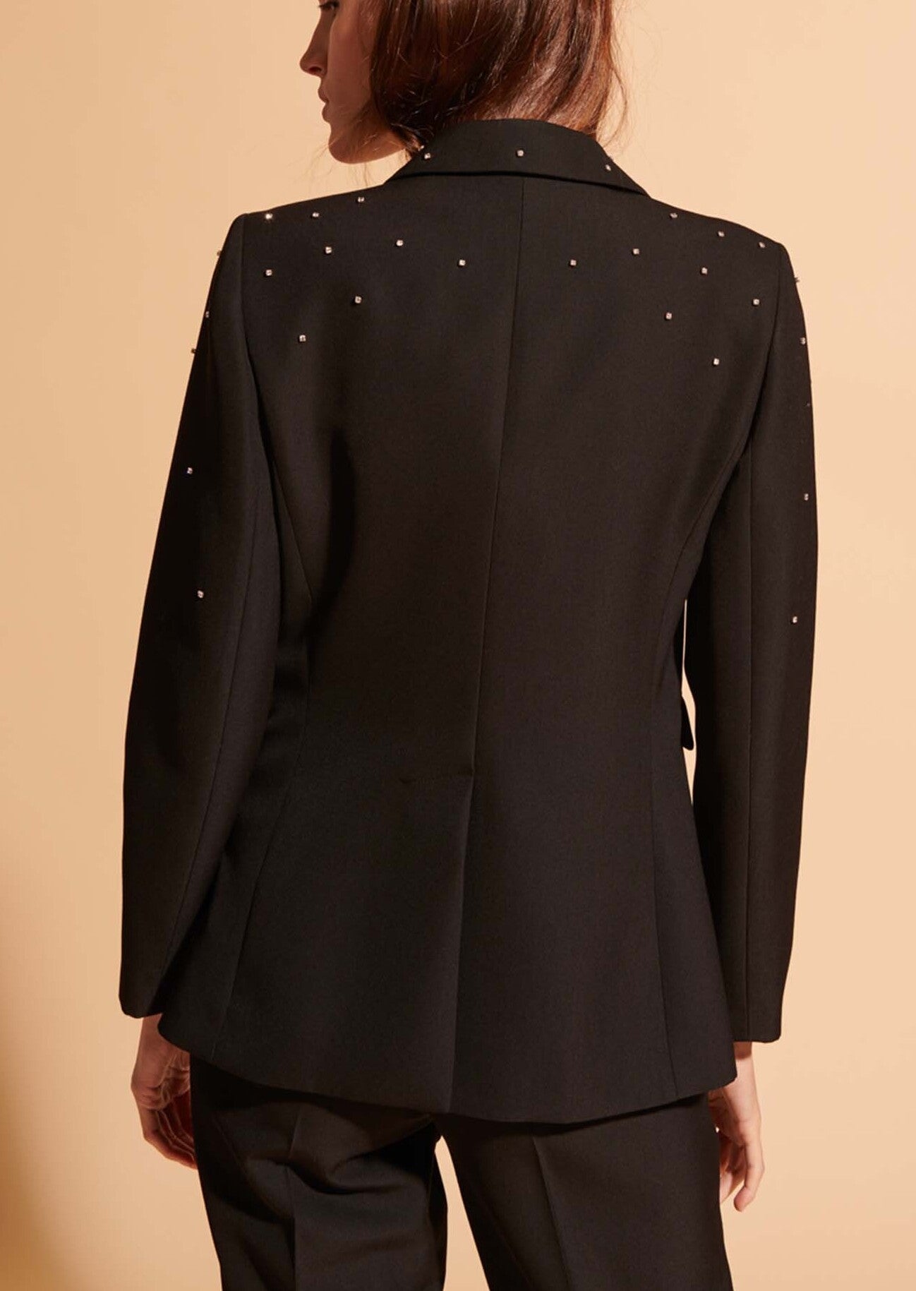 Veste Violine noire en laine vierge brodée de strass Faume - seconde main