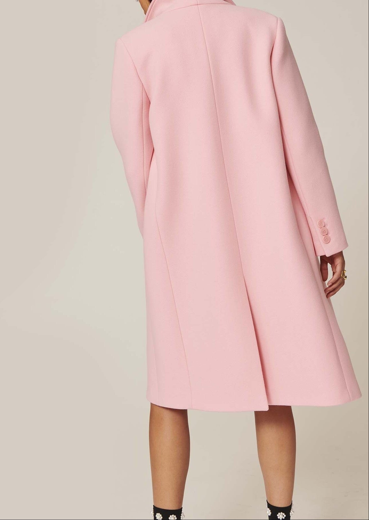 Manteau Mariana rose pâle en drap caban Faume - seconde main