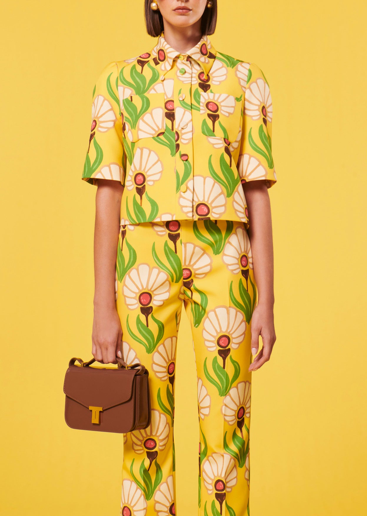 Top Thadea jaune à motif fleurs Faume - seconde main