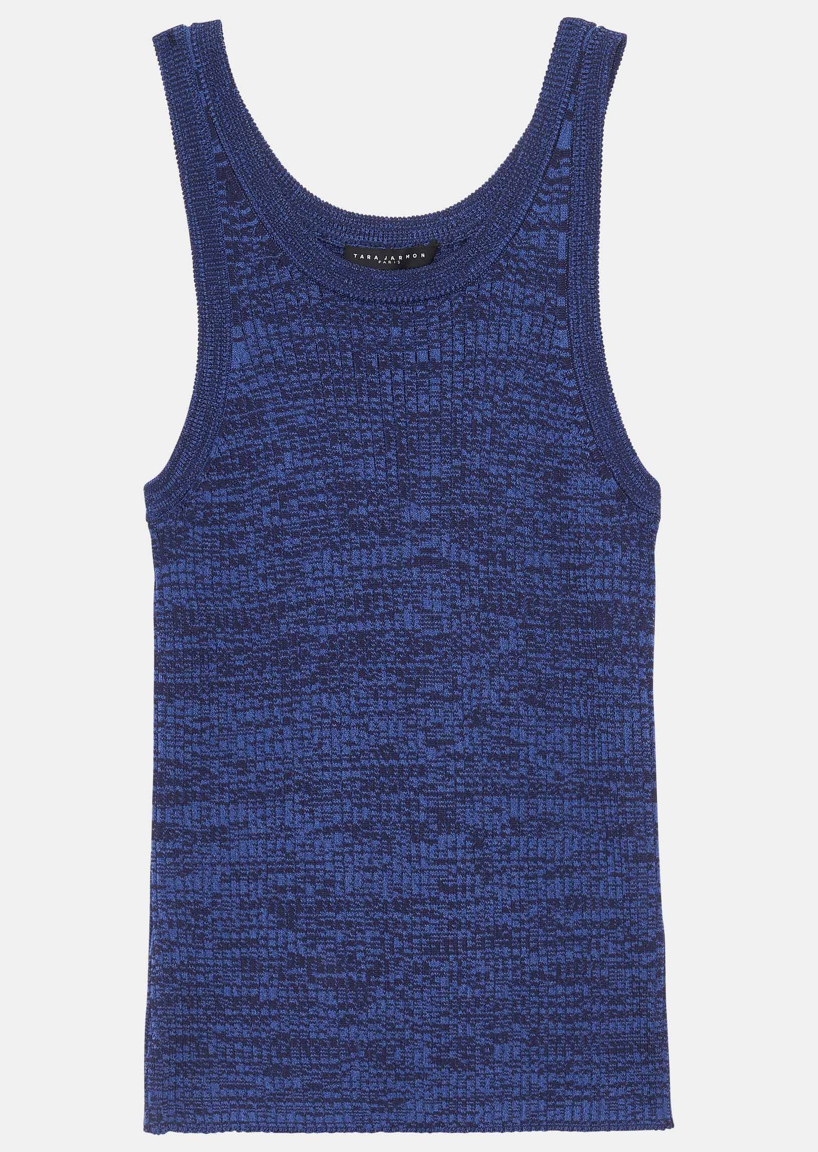 Débardeur Posh bleu chiné côtelé Faume - seconde main