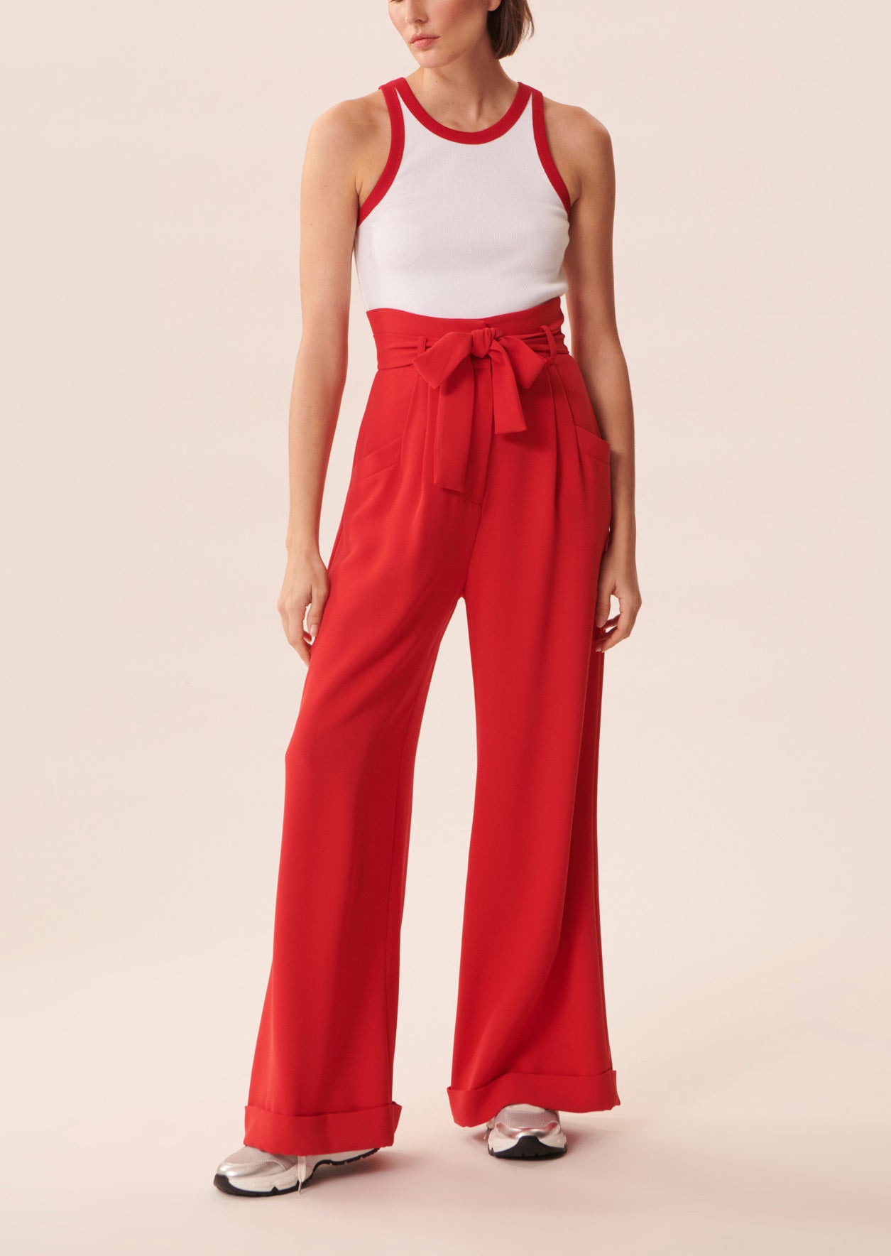 Pantalon Pyla rouge en crêpe Faume - seconde main