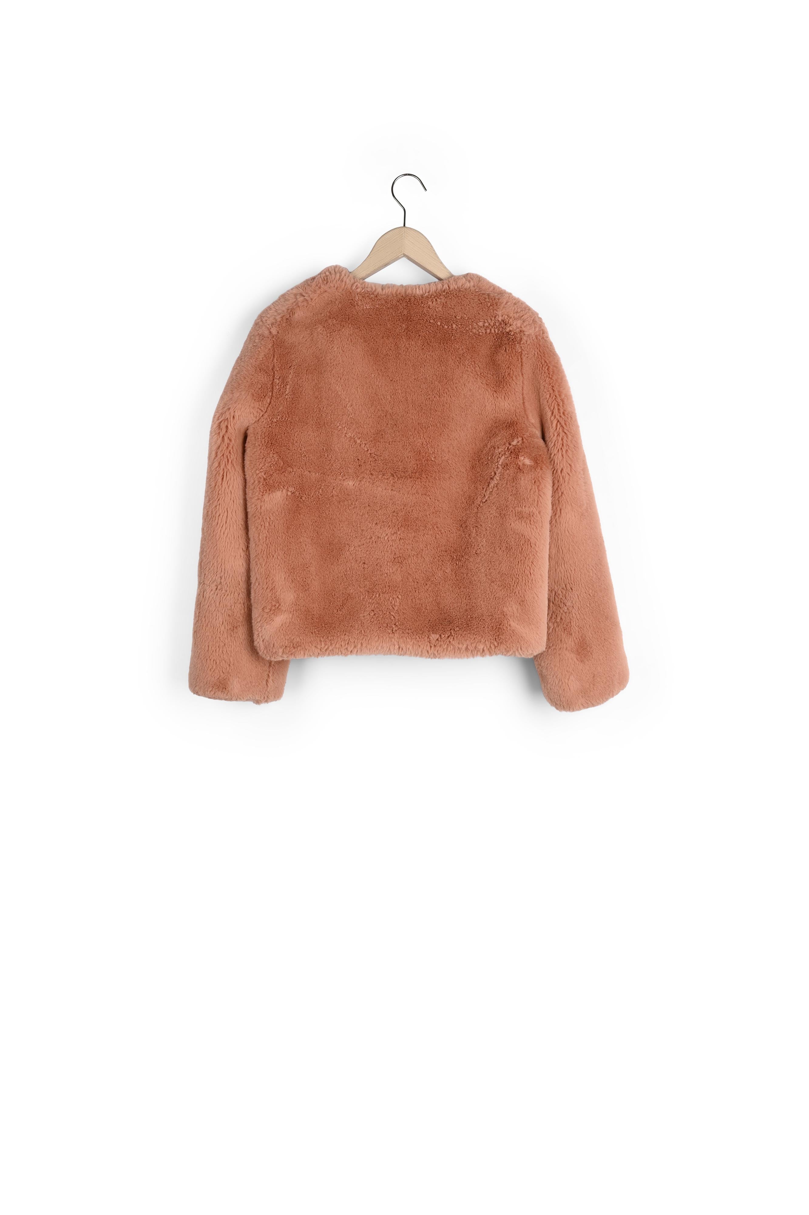 Manteau vieux rose en lainage effet fourrure Faume - seconde main